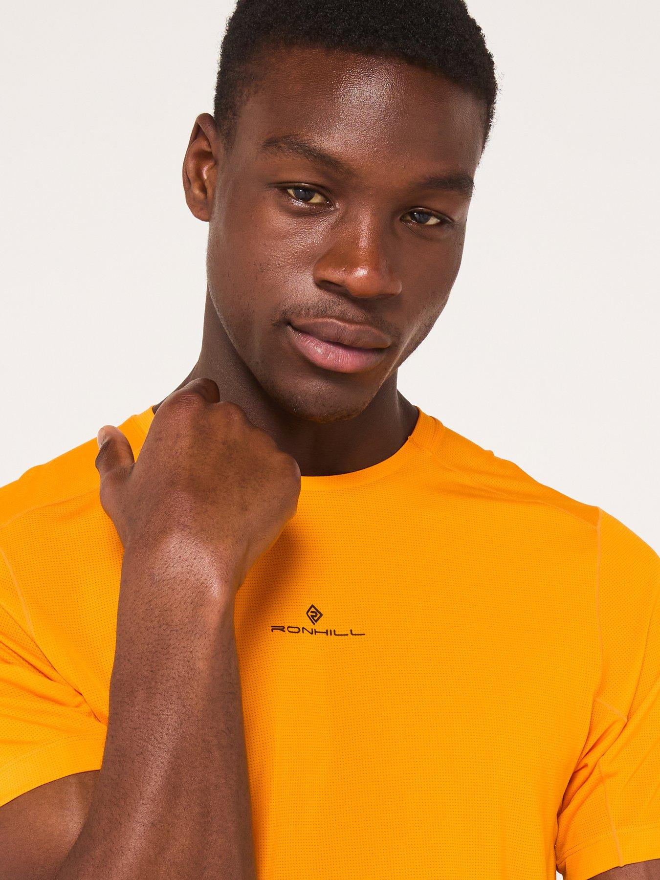  image of ronhill-mens-running-tech-short-sleeve-tee-tangeloblack