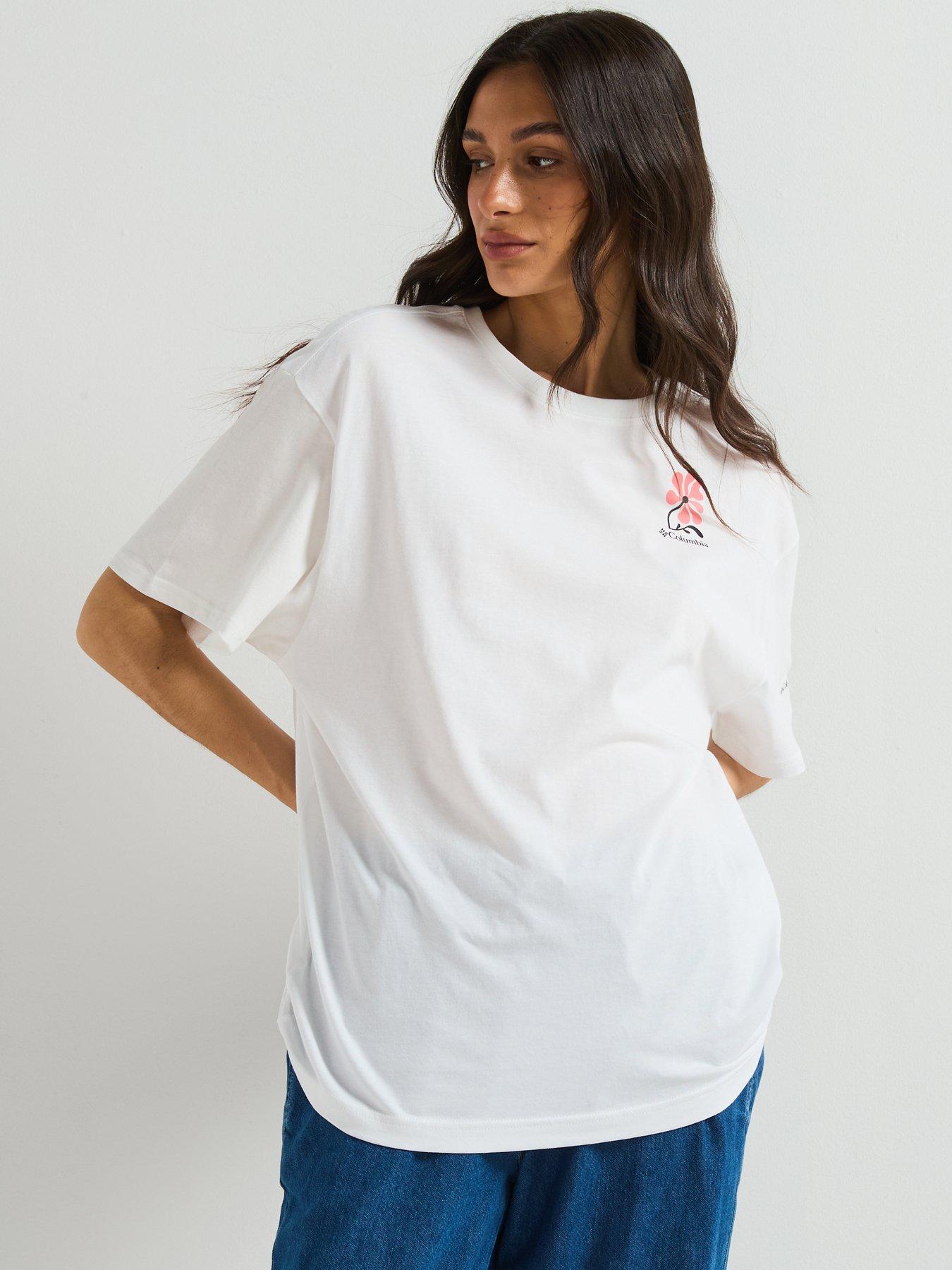  image of columbia-womens-rolling-bend-graphic-oversized-t-shirt-white