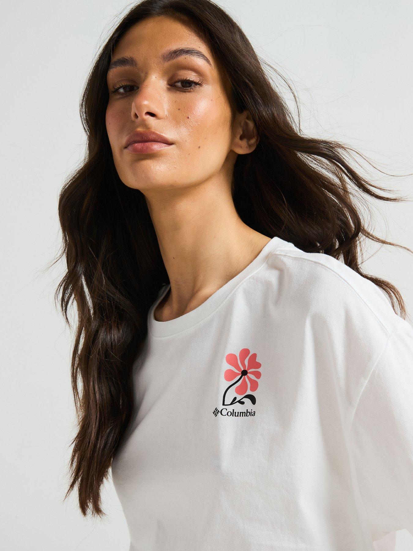  image of columbia-womens-rolling-bend-graphic-oversized-t-shirt-white