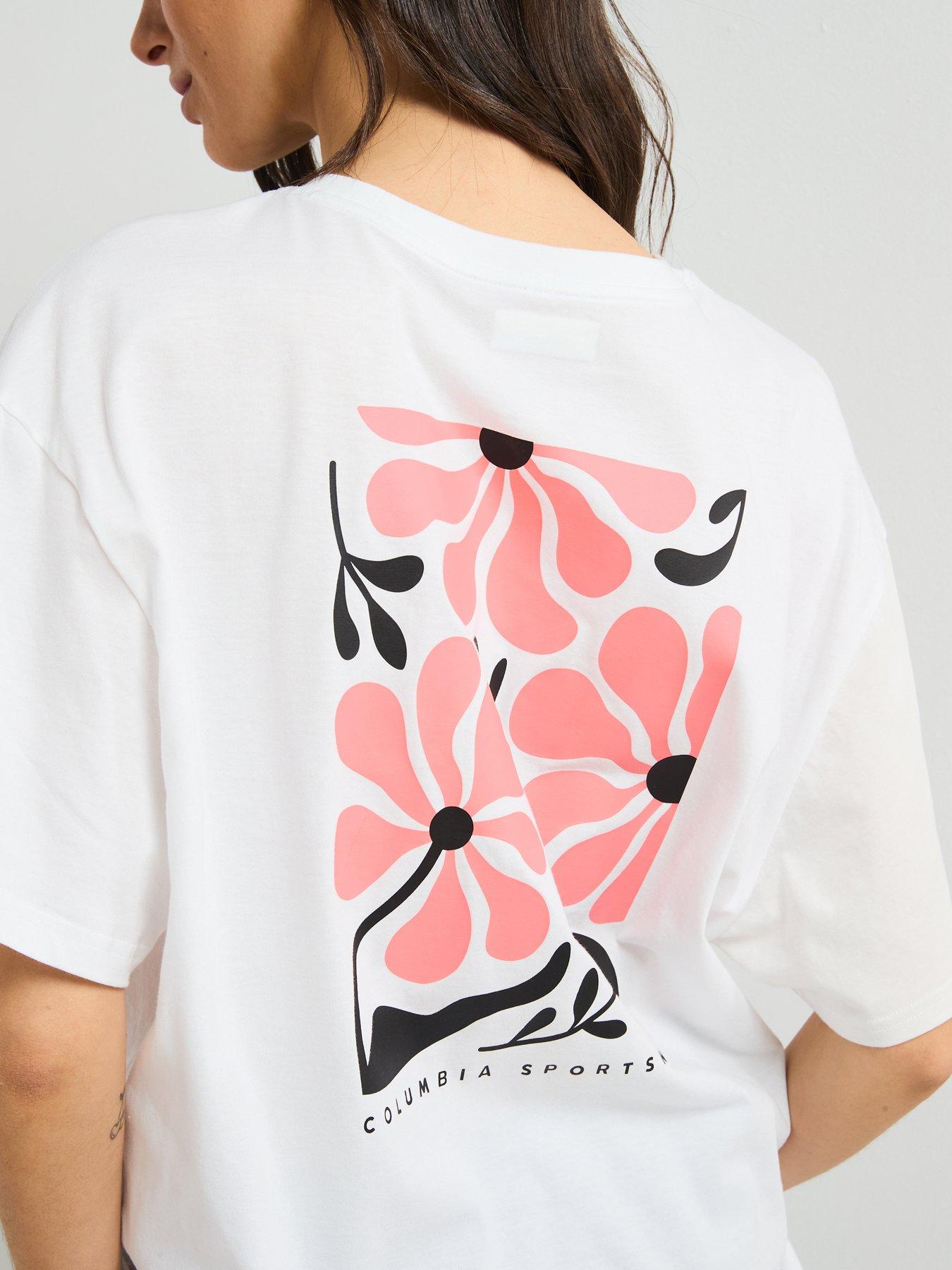  image of columbia-womens-rolling-bend-graphic-oversized-t-shirt-white