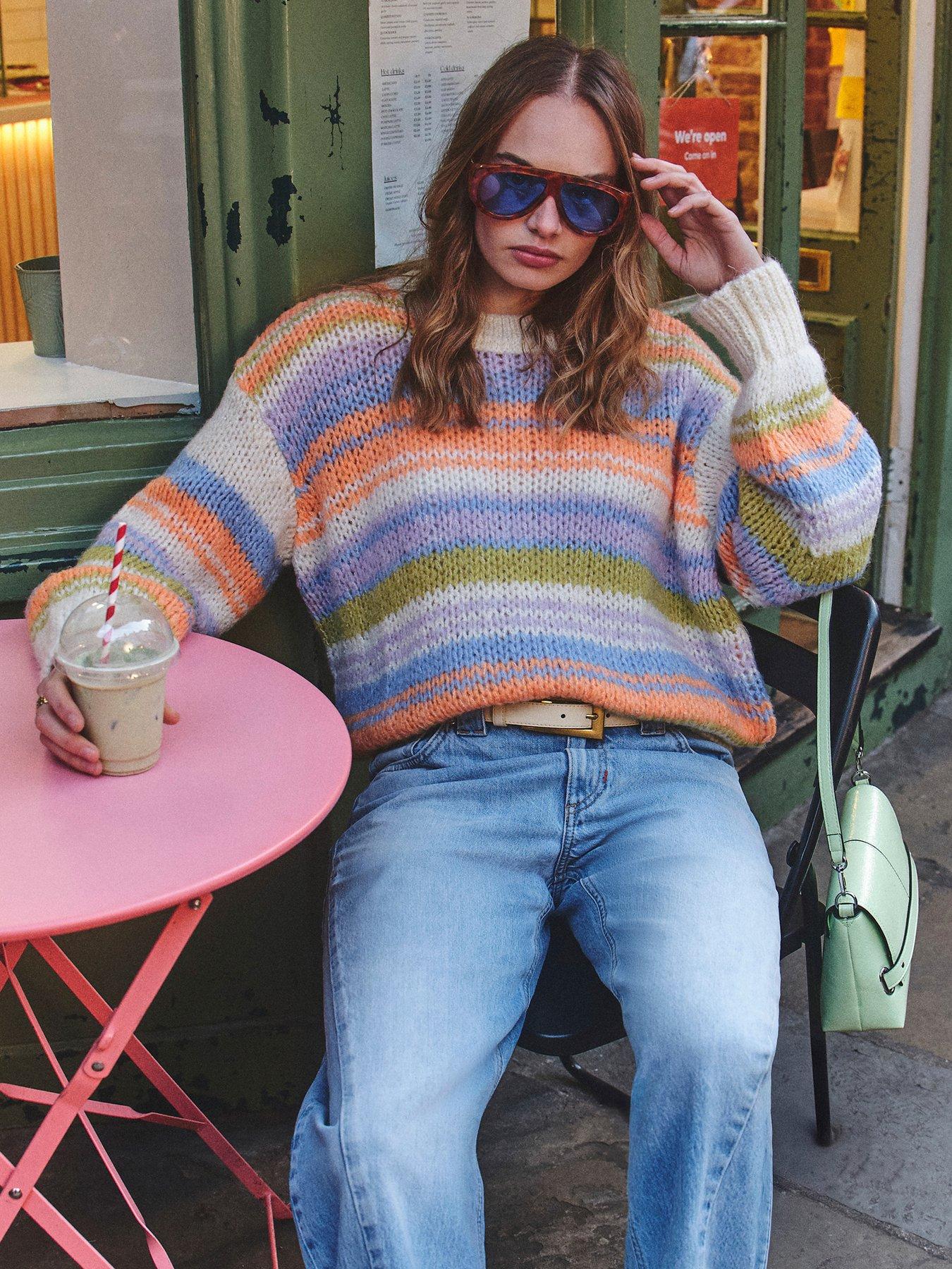  image of river-island-stripe-jumper-orange