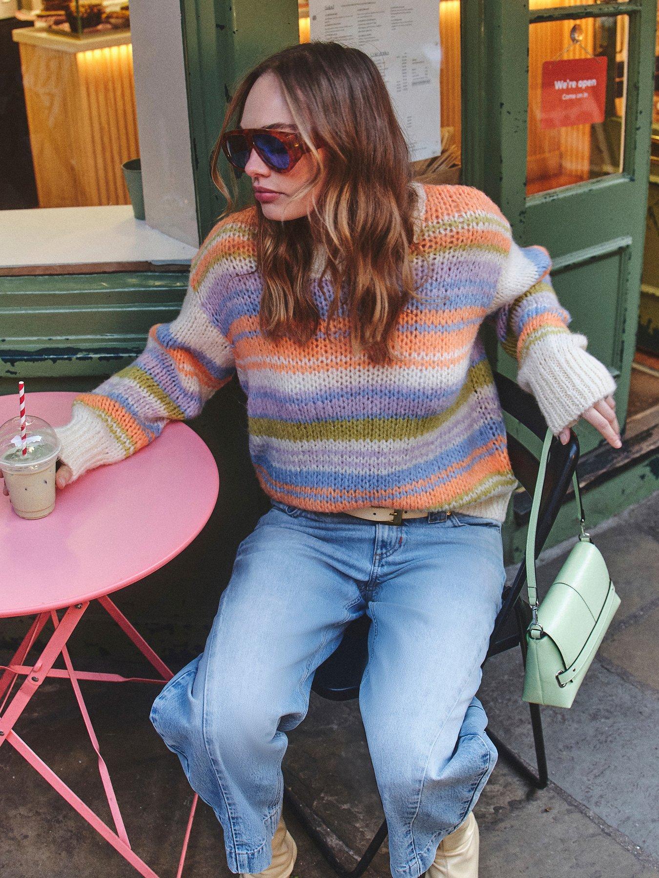  image of river-island-stripe-jumper-orange