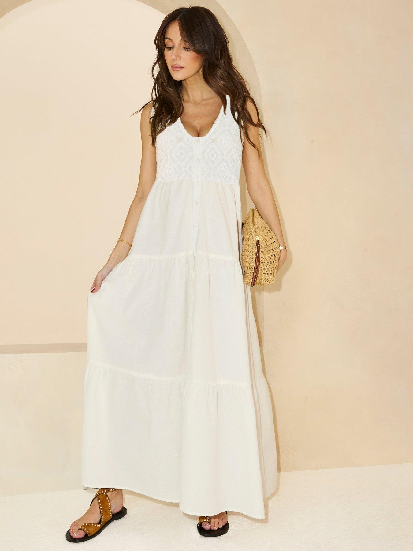 michelle-keegan-crochet-shell-embellished-tiered-midaxi-dress-white