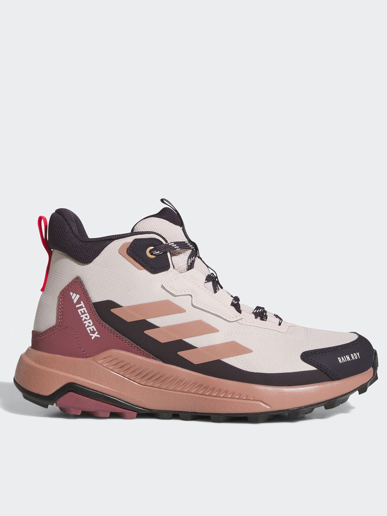  image of adidas-terrex-womens-anylander-midi-rain-ready-waterproof-hiking-shoes-mauveclayruby