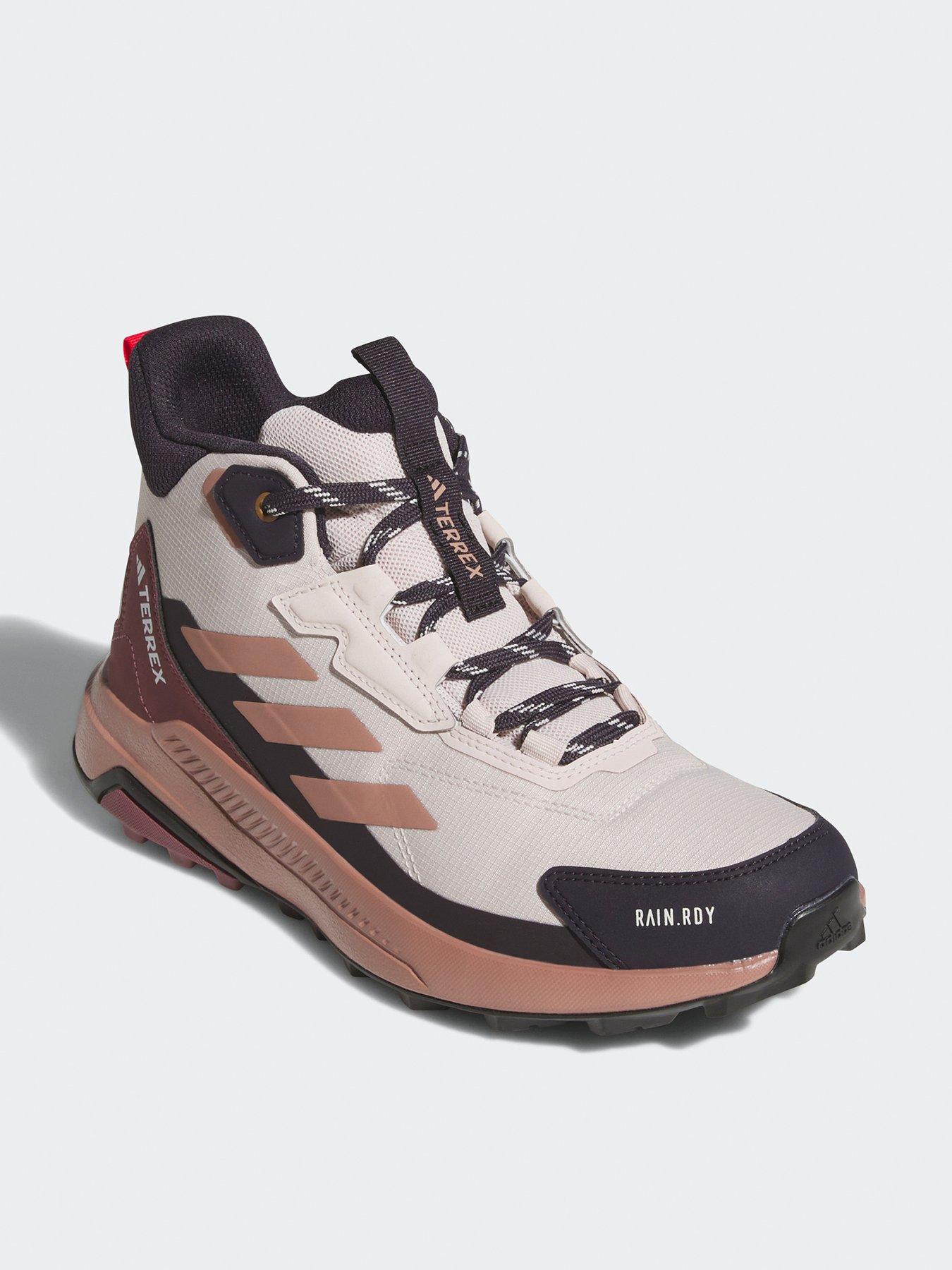  image of adidas-terrex-womens-anylander-midi-rain-ready-waterproof-hiking-shoes-mauveclayruby