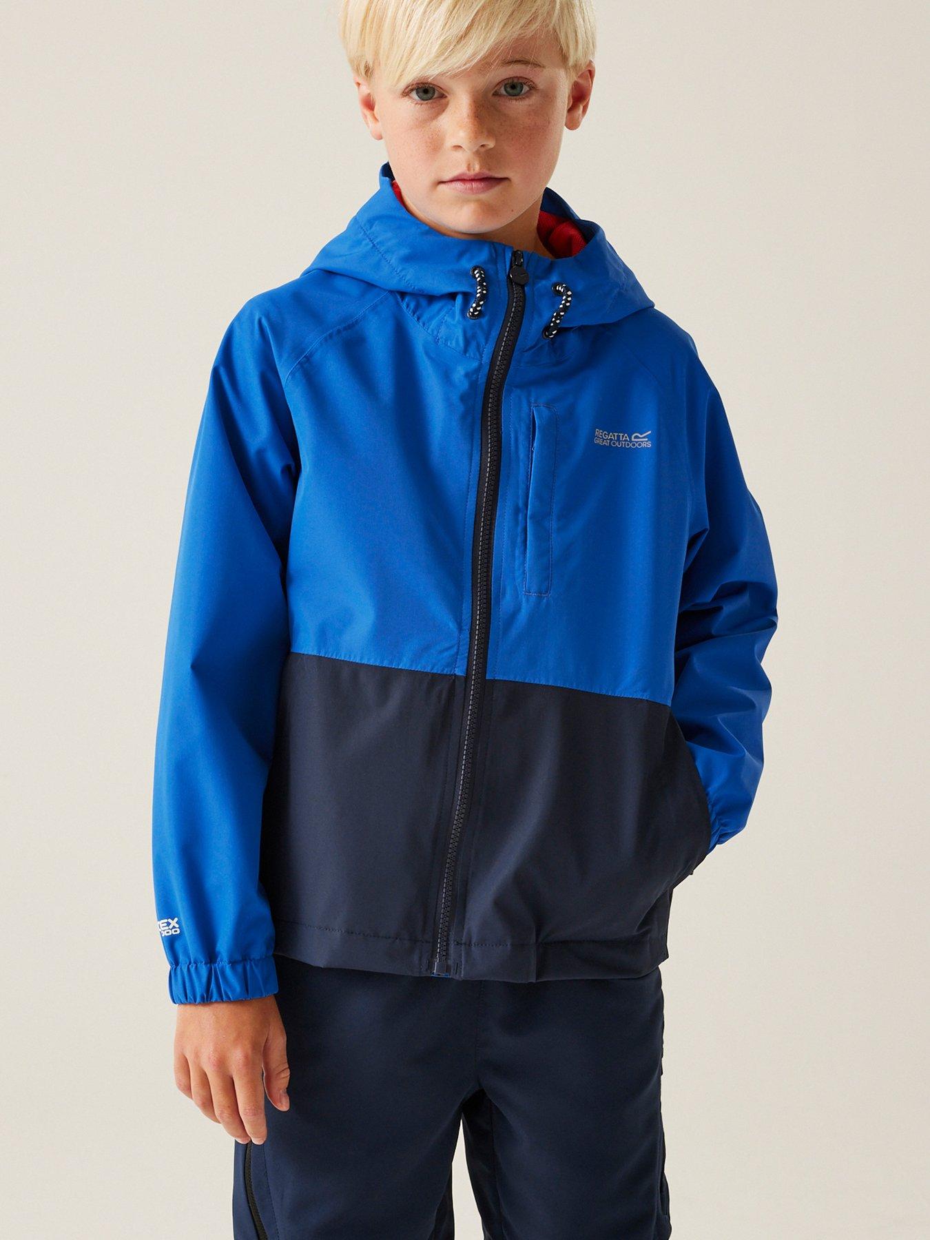  image of regatta-hanleigh-ii-kids-waterproof-shell-jacket-blue