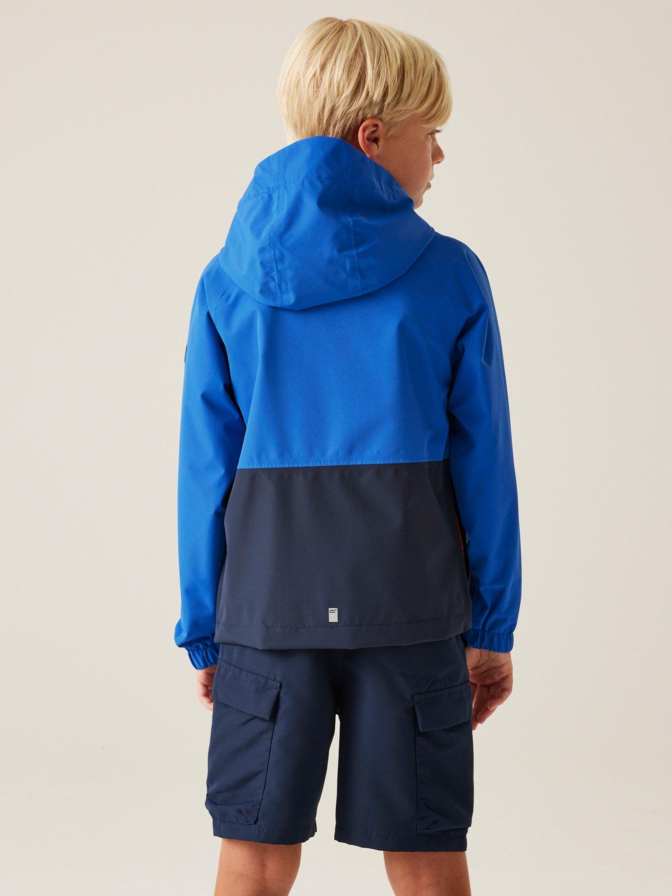  image of regatta-hanleigh-ii-kids-waterproof-shell-jacket-blue