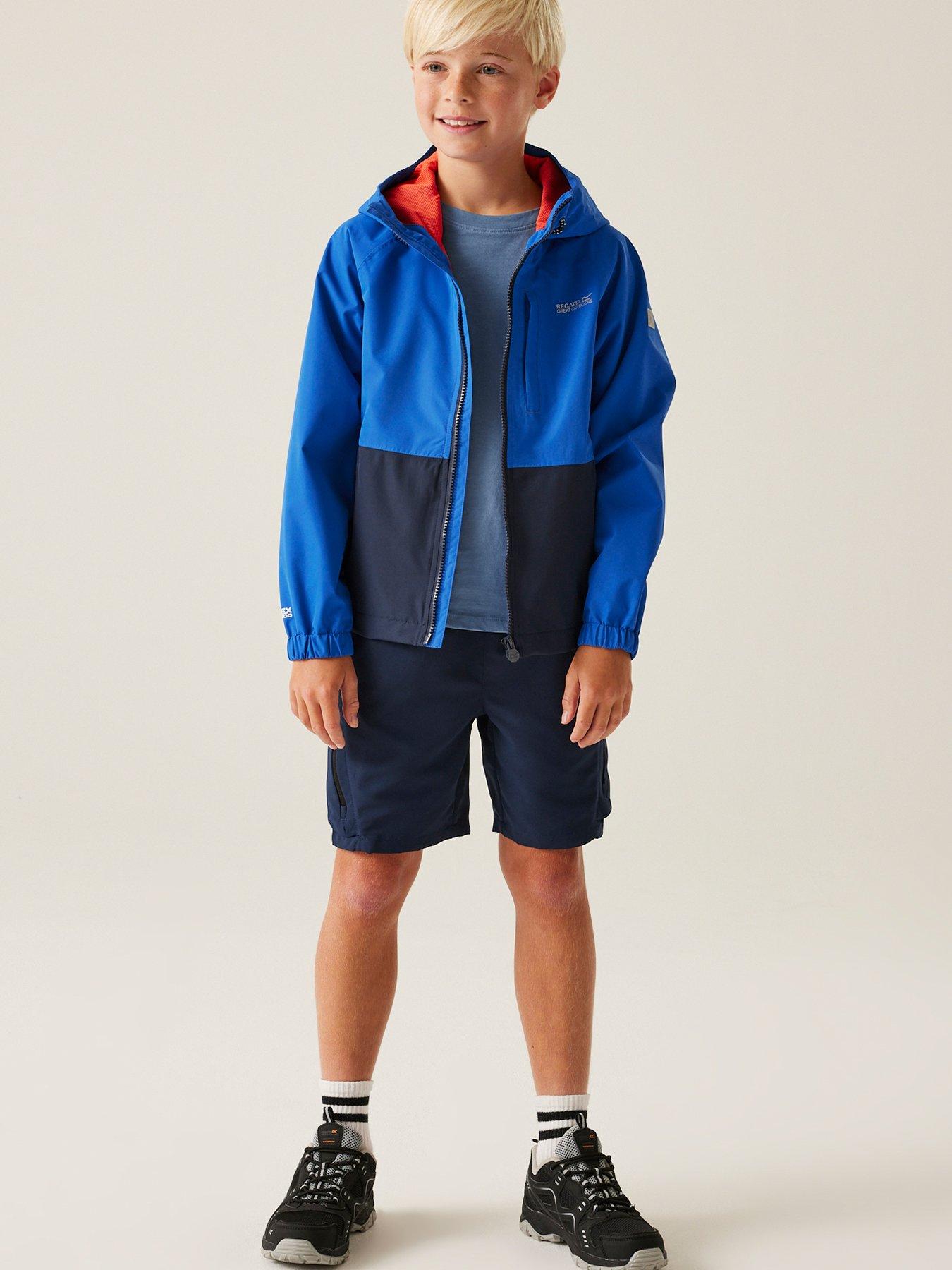  image of regatta-hanleigh-ii-kids-waterproof-shell-jacket-blue