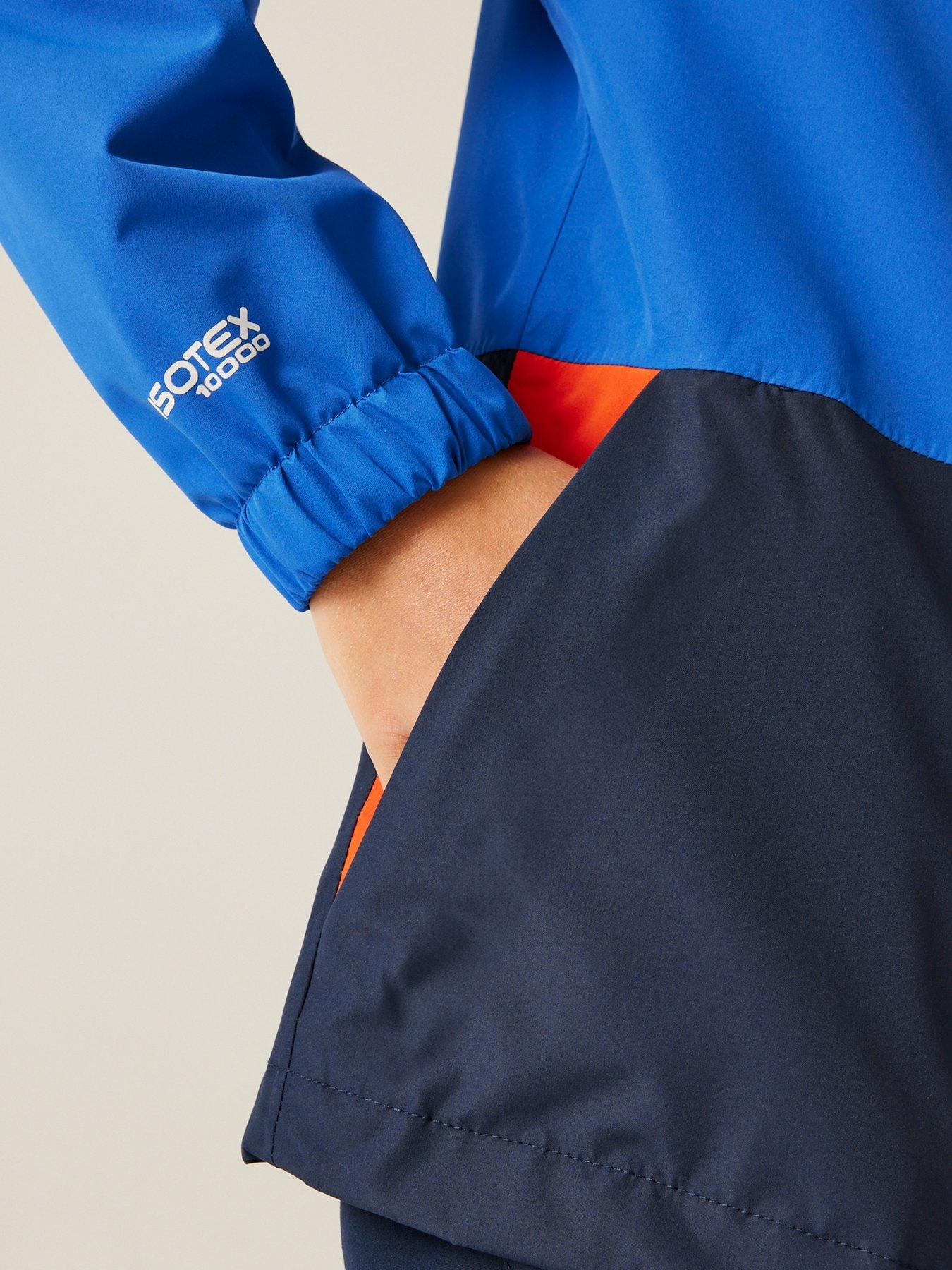  image of regatta-hanleigh-ii-kids-waterproof-shell-jacket-blue