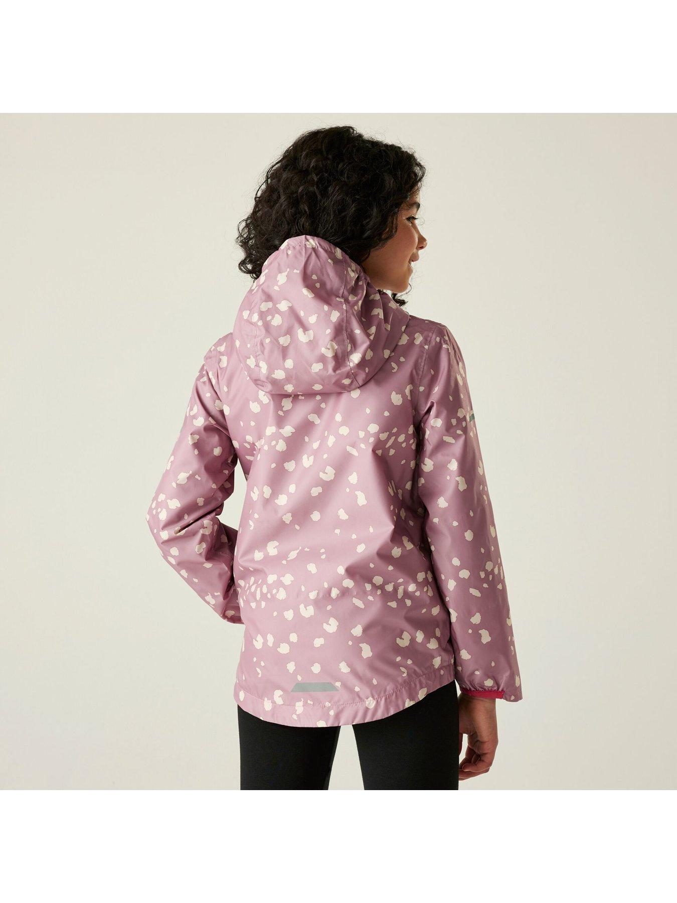  image of regatta-printed-lever-ii-kids-waterproof-shell-jacket--pink
