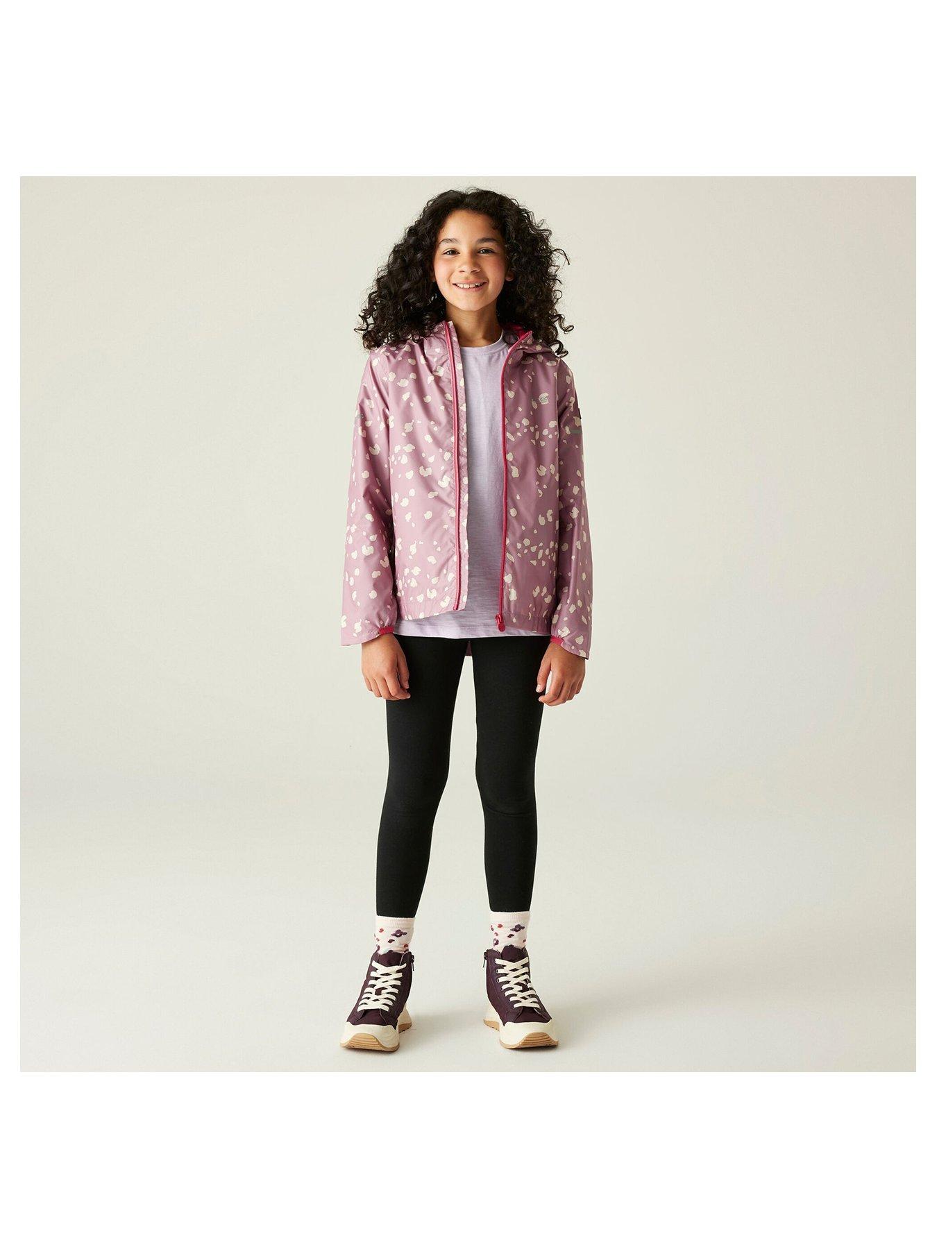  image of regatta-printed-lever-ii-kids-waterproof-shell-jacket--pink