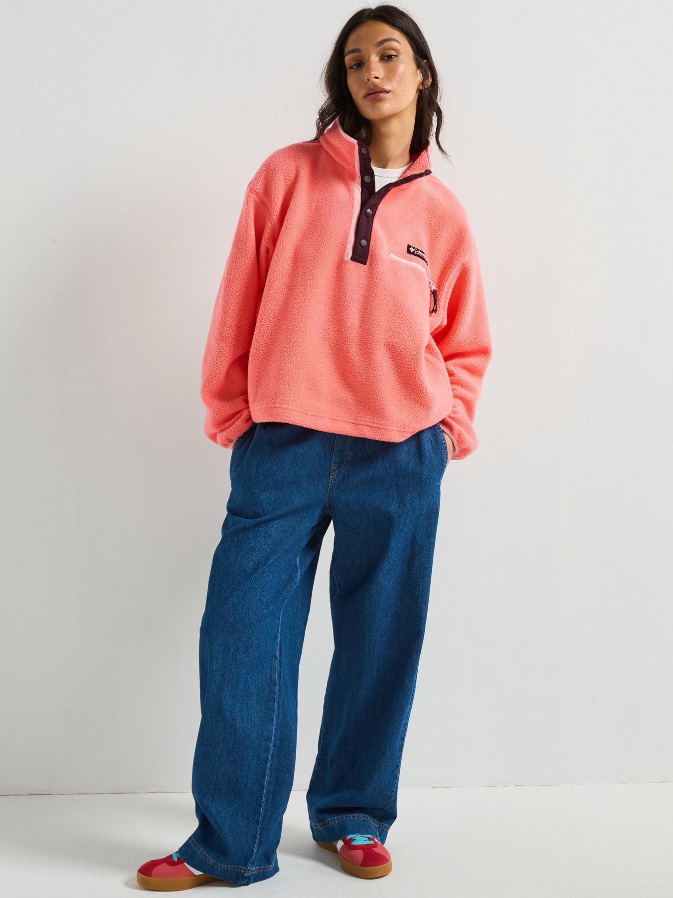  image of columbia-womens-helvetia-2-cropped-half-snap-fleece-pink