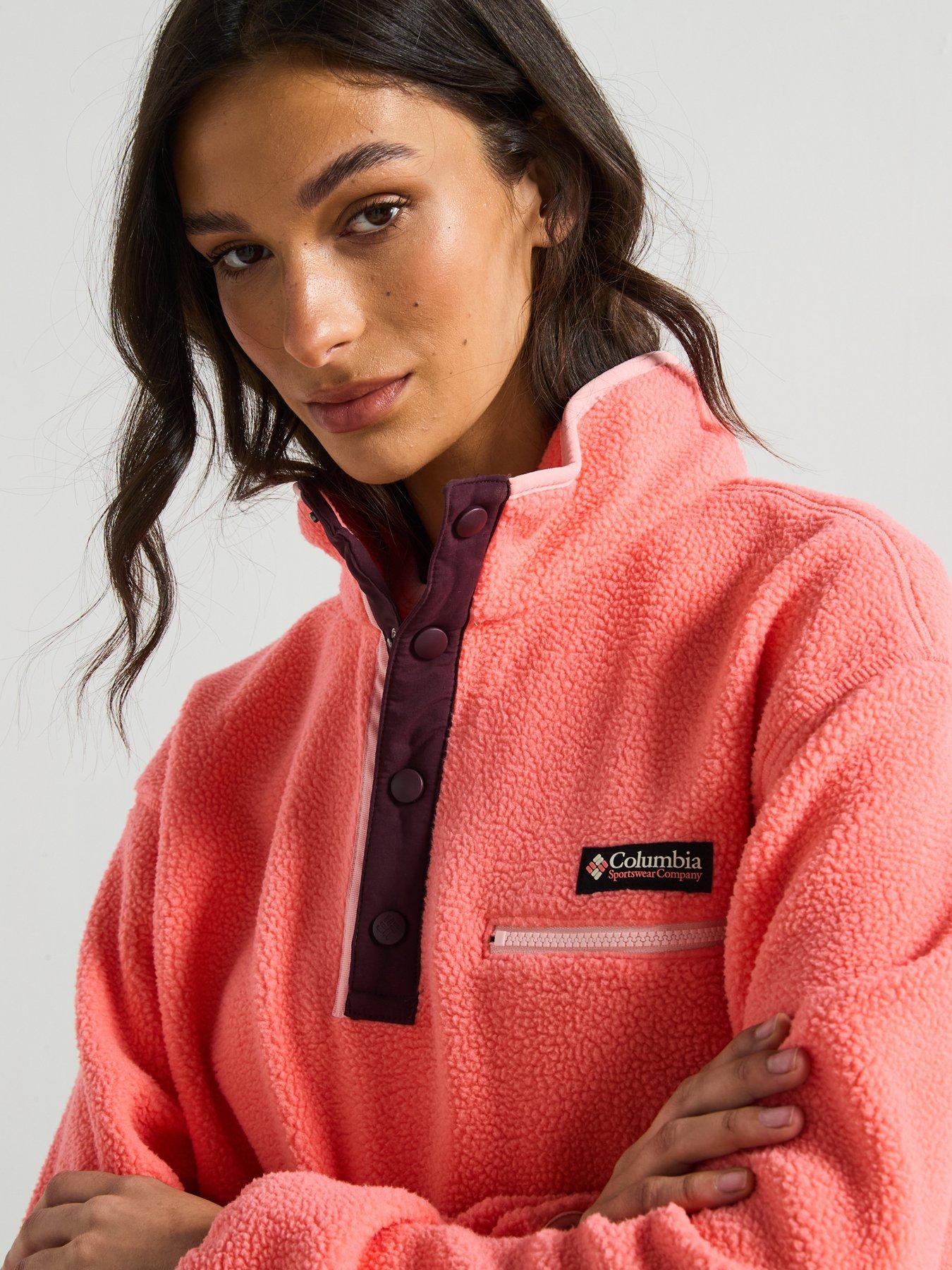  image of columbia-womens-helvetia-2-cropped-half-snap-fleece-pink
