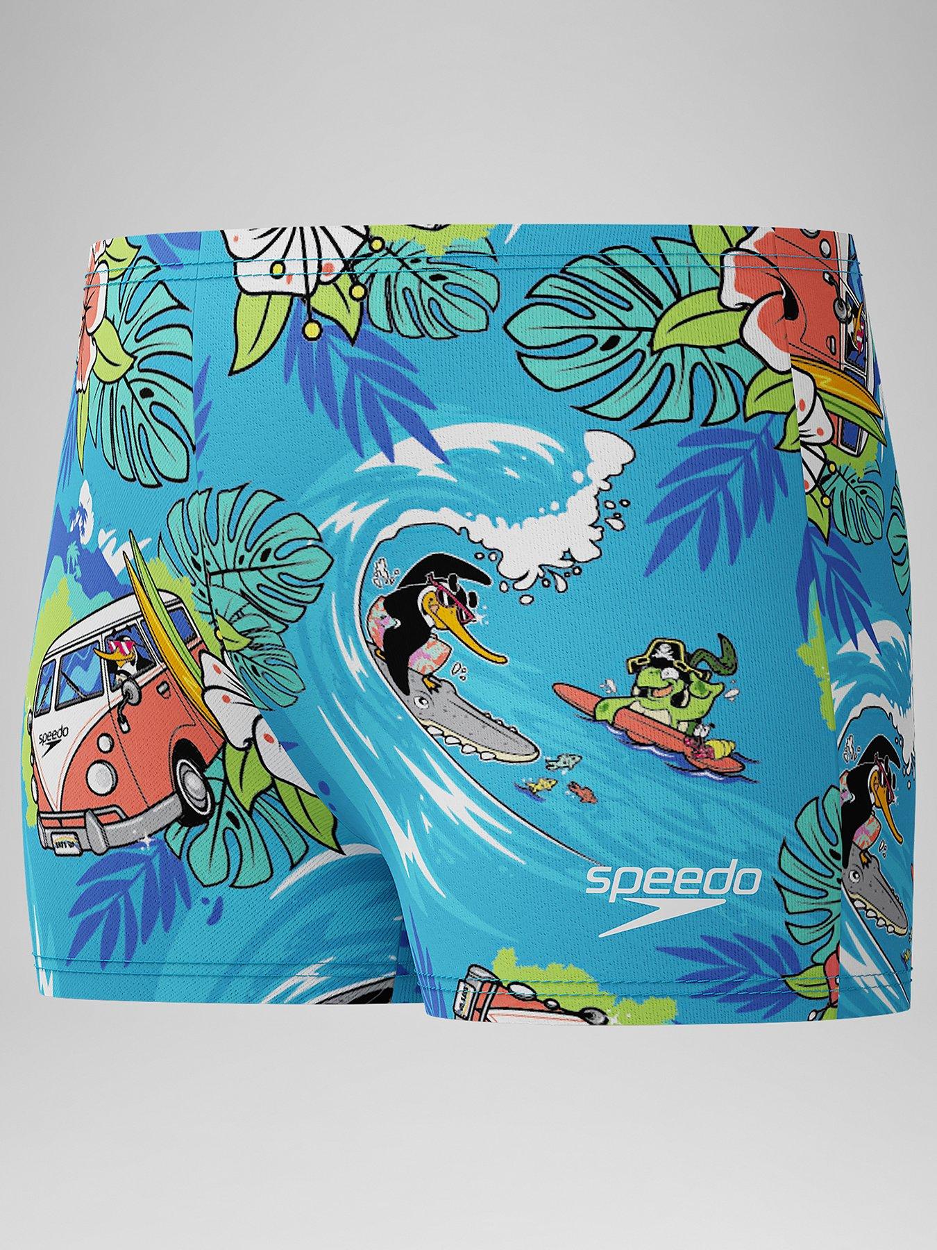  image of speedo-boys-learn-to-swim-digital-allover-aquashort-picton-blue