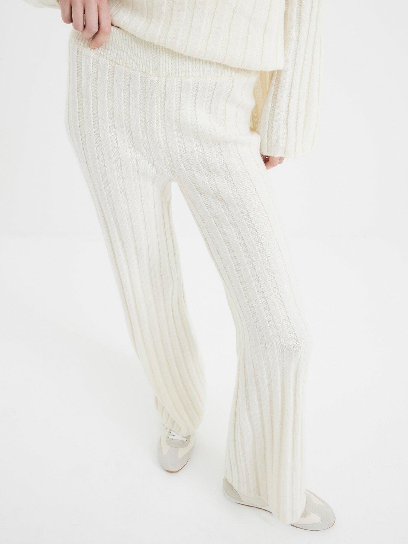 undefined Ribbed Flare Trouser - Cream