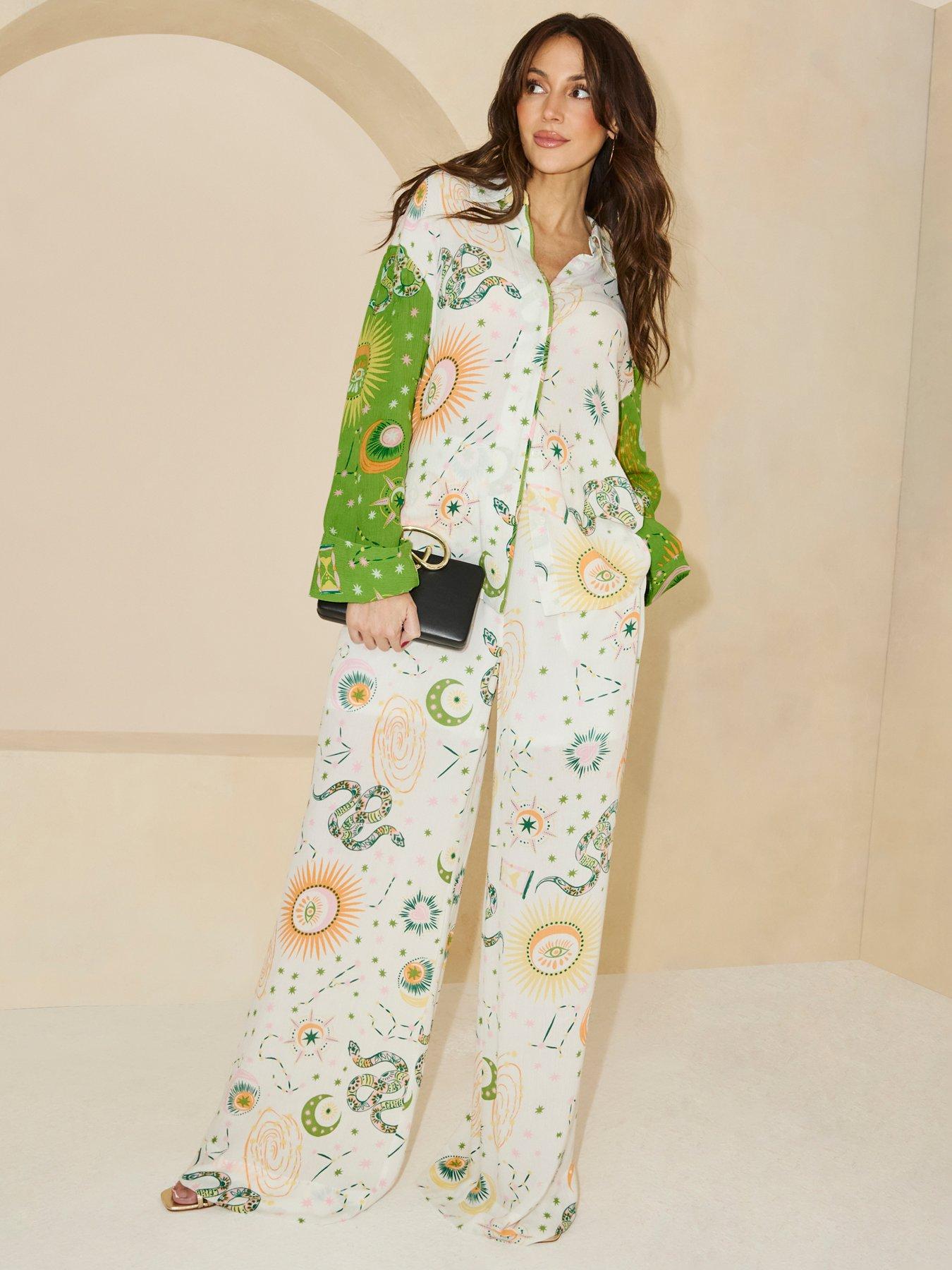 front image of michelle-keegan-printed-trouser-multi