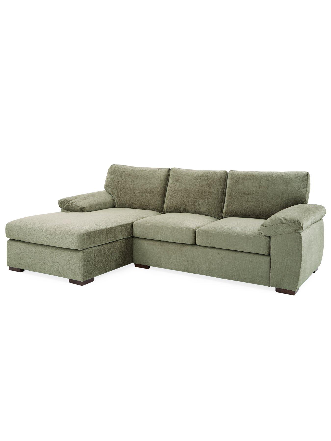 Image 3 of 7 of Very Home Salerno Standard Back Left Hand 3 Seater Fabric Chaise Sofa -&nbsp;Green - FSC&reg; Certified