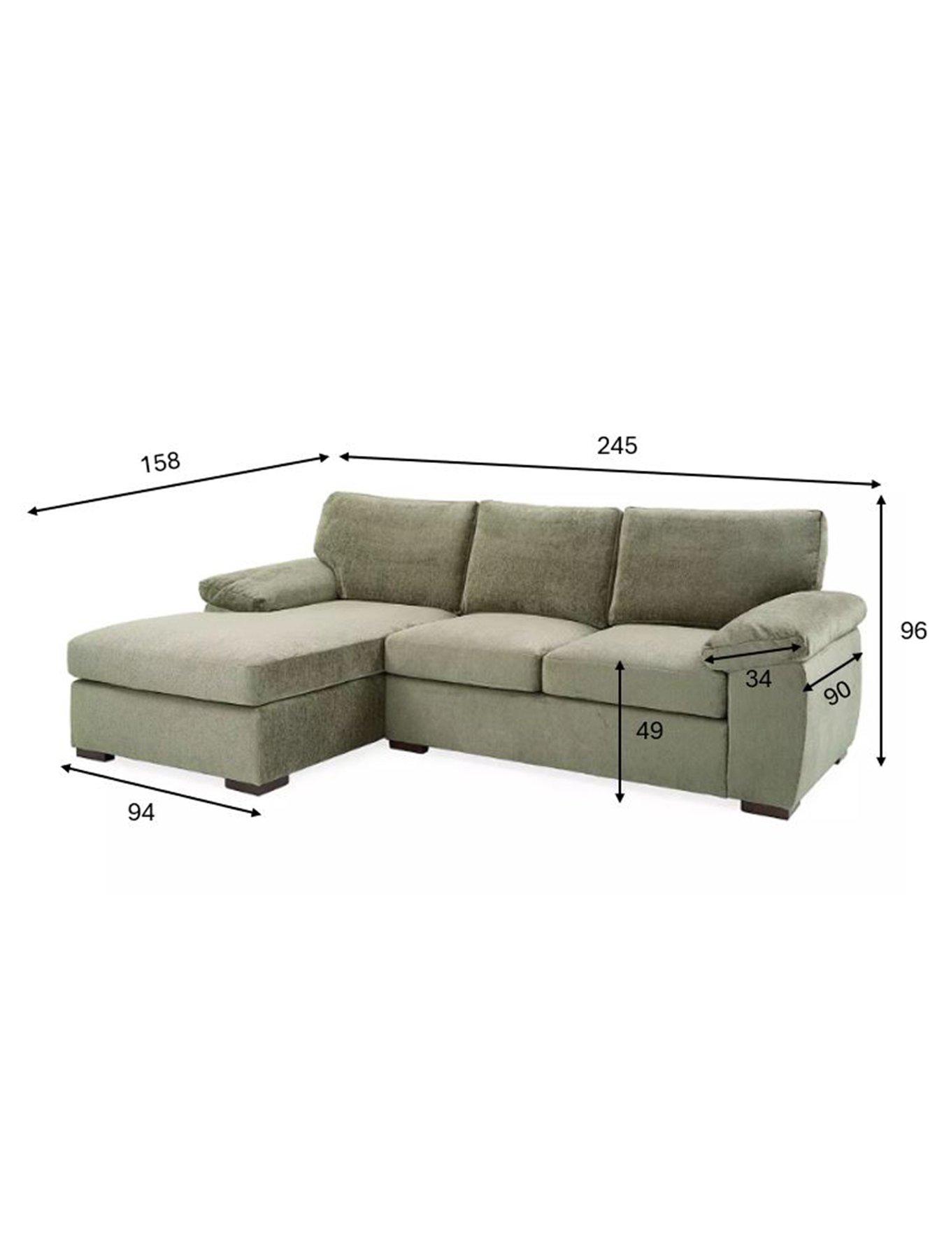 Image 6 of 7 of Very Home Salerno Standard Back Left Hand 3 Seater Fabric Chaise Sofa -&nbsp;Green - FSC&reg; Certified