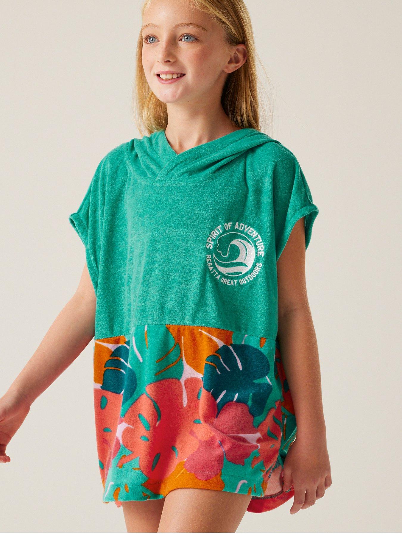 regatta-kids-towelling-robe-green