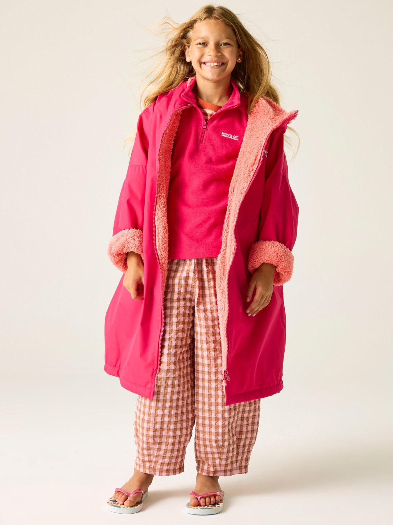 regatta-junior-kids-waterproof-changing-robe-pink