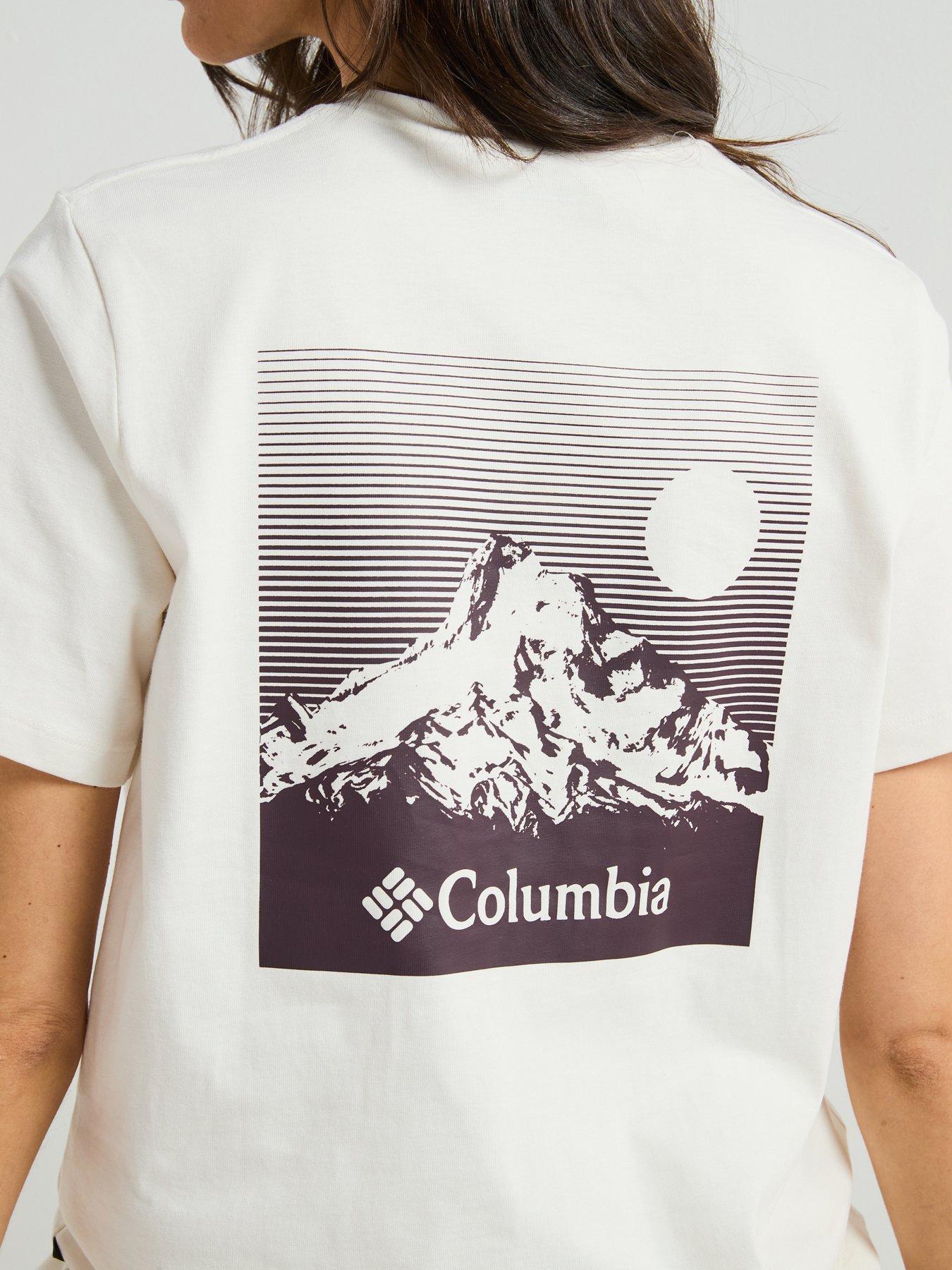  image of columbia-womens-boundless-beauty-logo-short-sleeve-t-shirt-cream