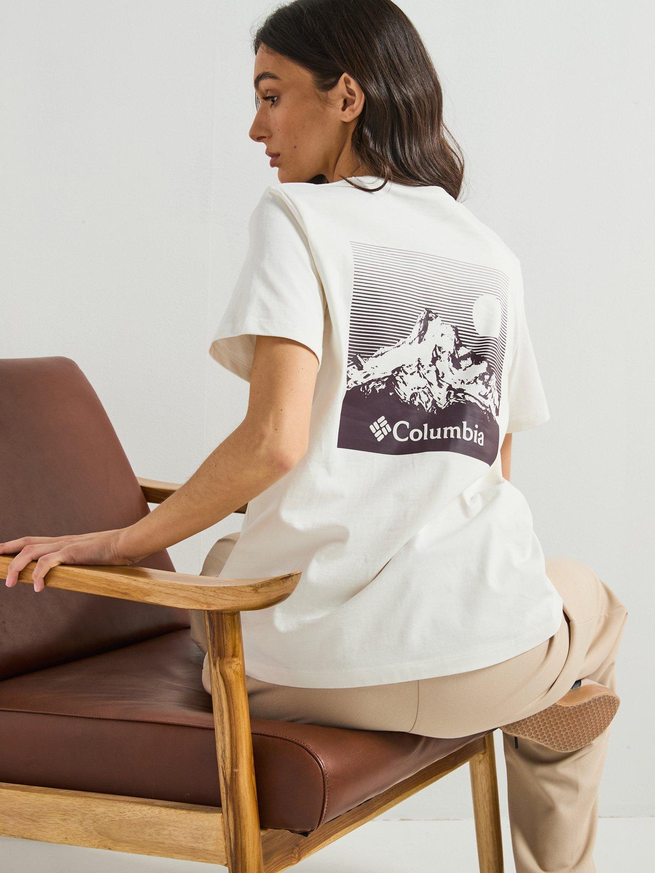  image of columbia-womens-boundless-beauty-logo-short-sleeve-t-shirt-cream