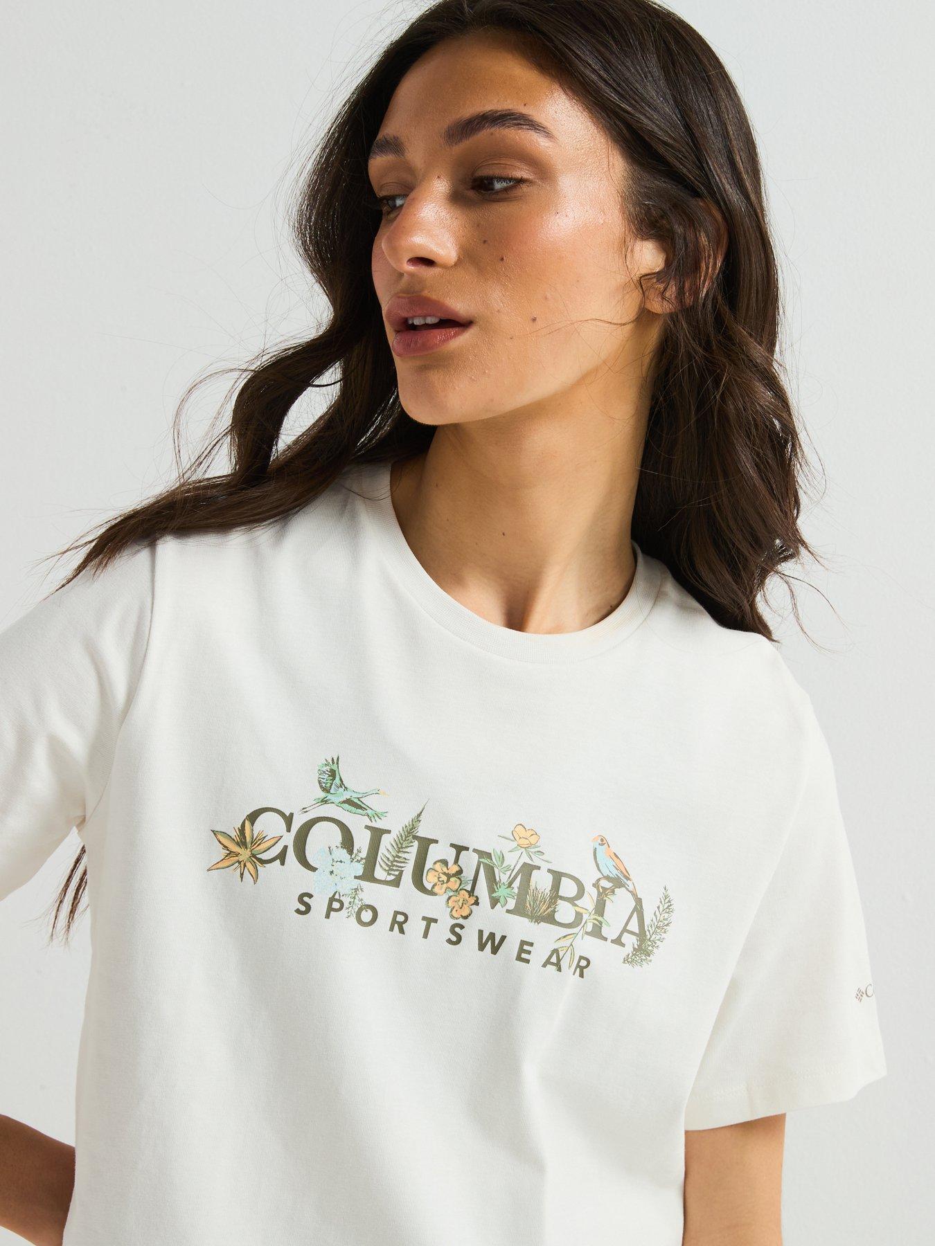 Image 4 of 6 of Columbia Womens Boundless Beauty Logo Short Sleeve T-shirt - Cream