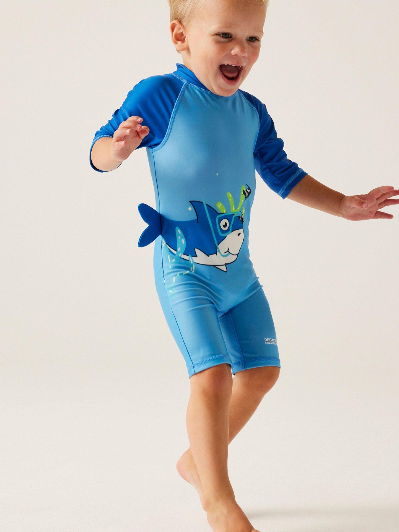  image of regatta-kids-animal-rash-swimsuit--blue