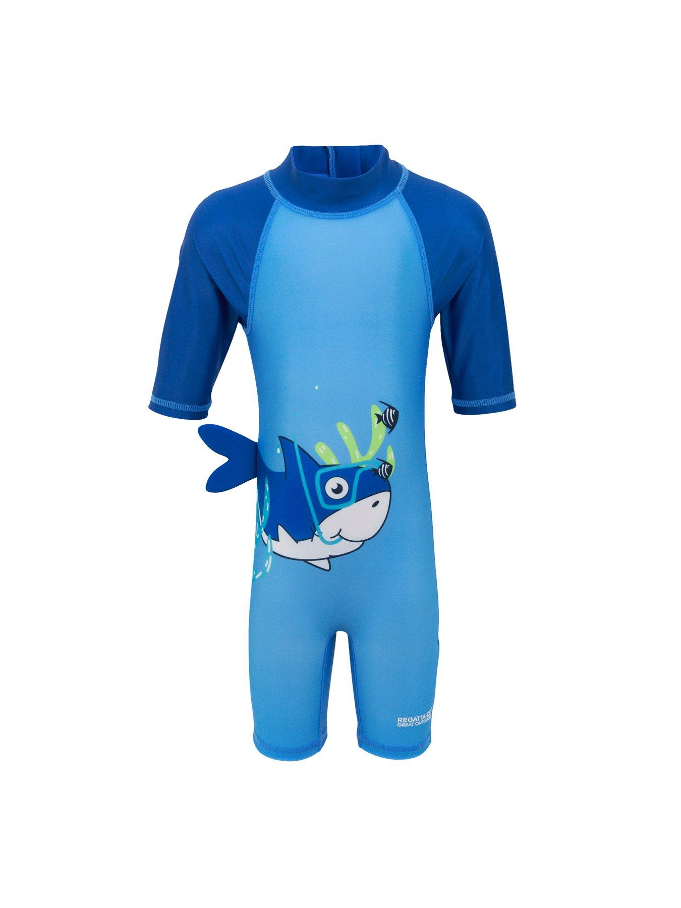  image of regatta-kids-animal-rash-swimsuit--blue