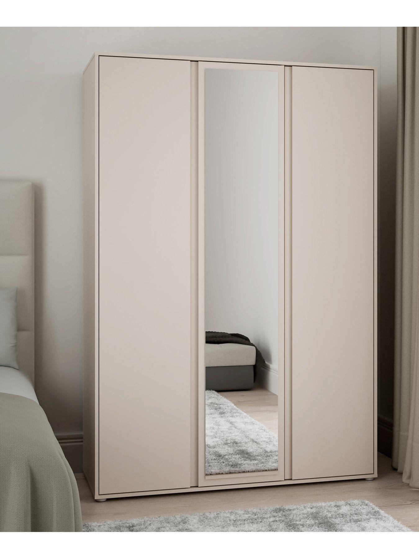 Very Home Lisson 3 Door Mirrored Wardrobe - Oatmeal - FSC® Certified
