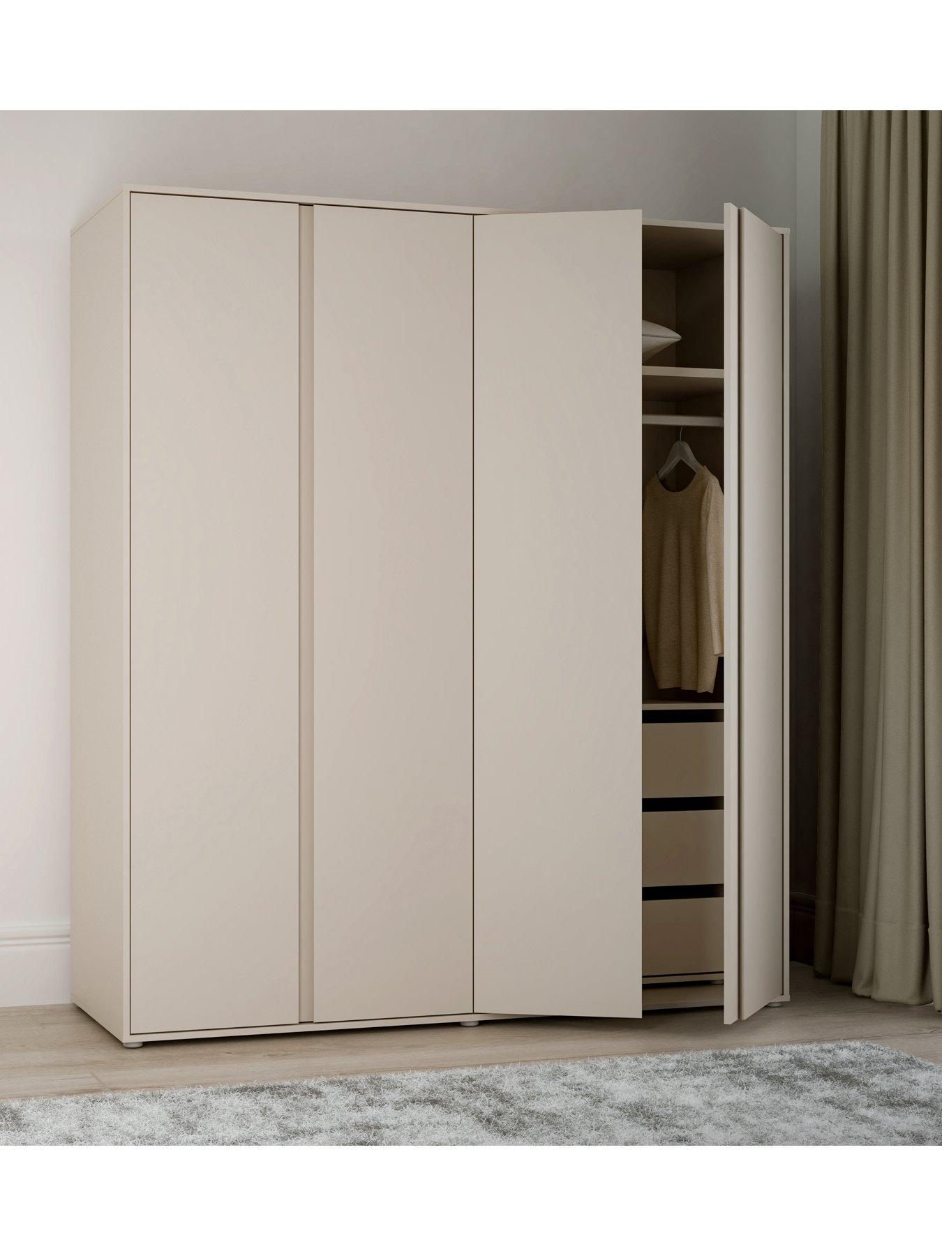 Image 1 of 7 of The Very Collection Lisson 4 Door Wardrobe with Internal Chest of Drawers - Oatmeal&nbsp;- FSC&reg; Certified