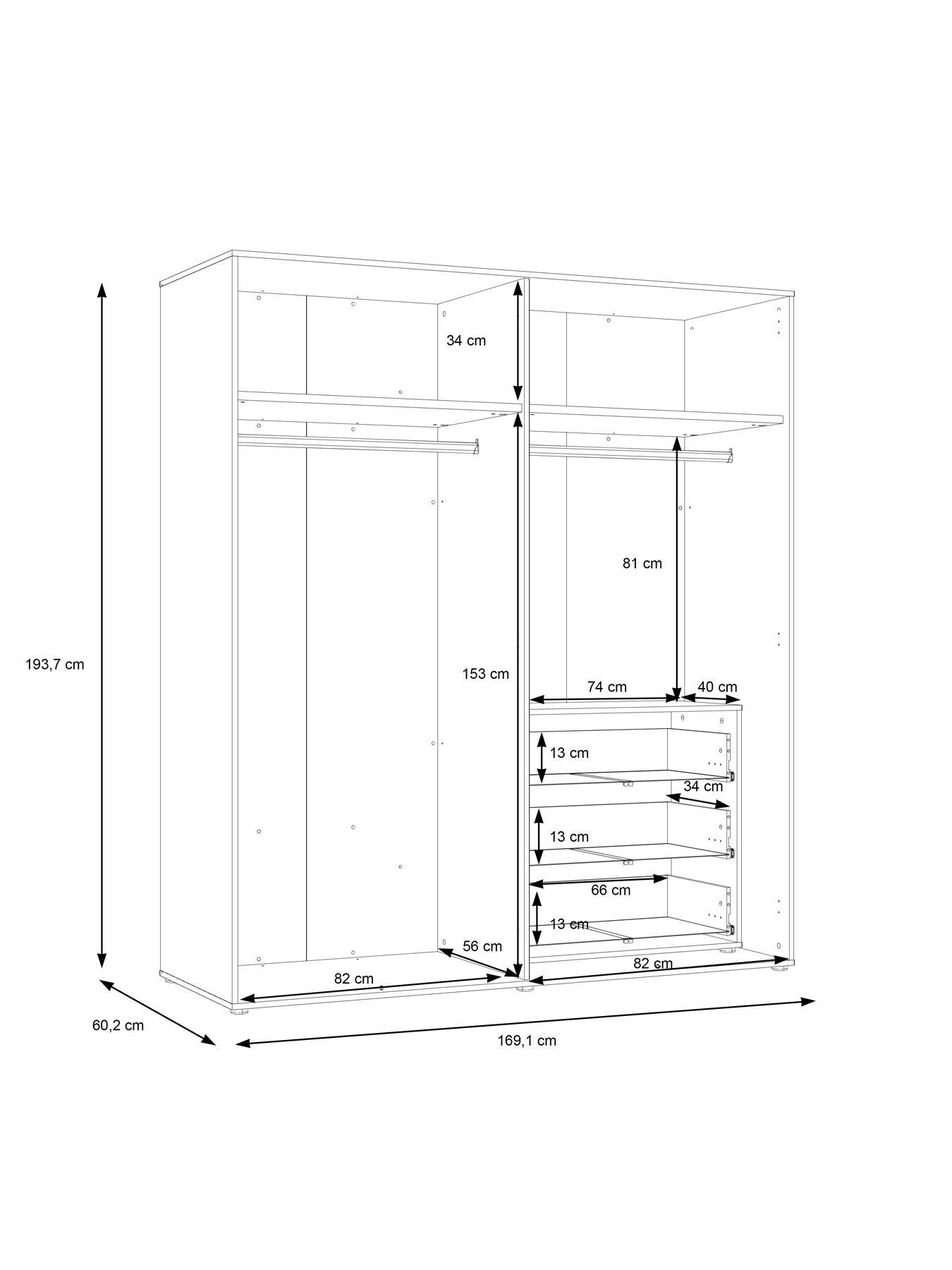 Image 7 of 7 of The Very Collection Lisson 4 Door Wardrobe with Internal Chest of Drawers - Oatmeal&nbsp;- FSC&reg; Certified
