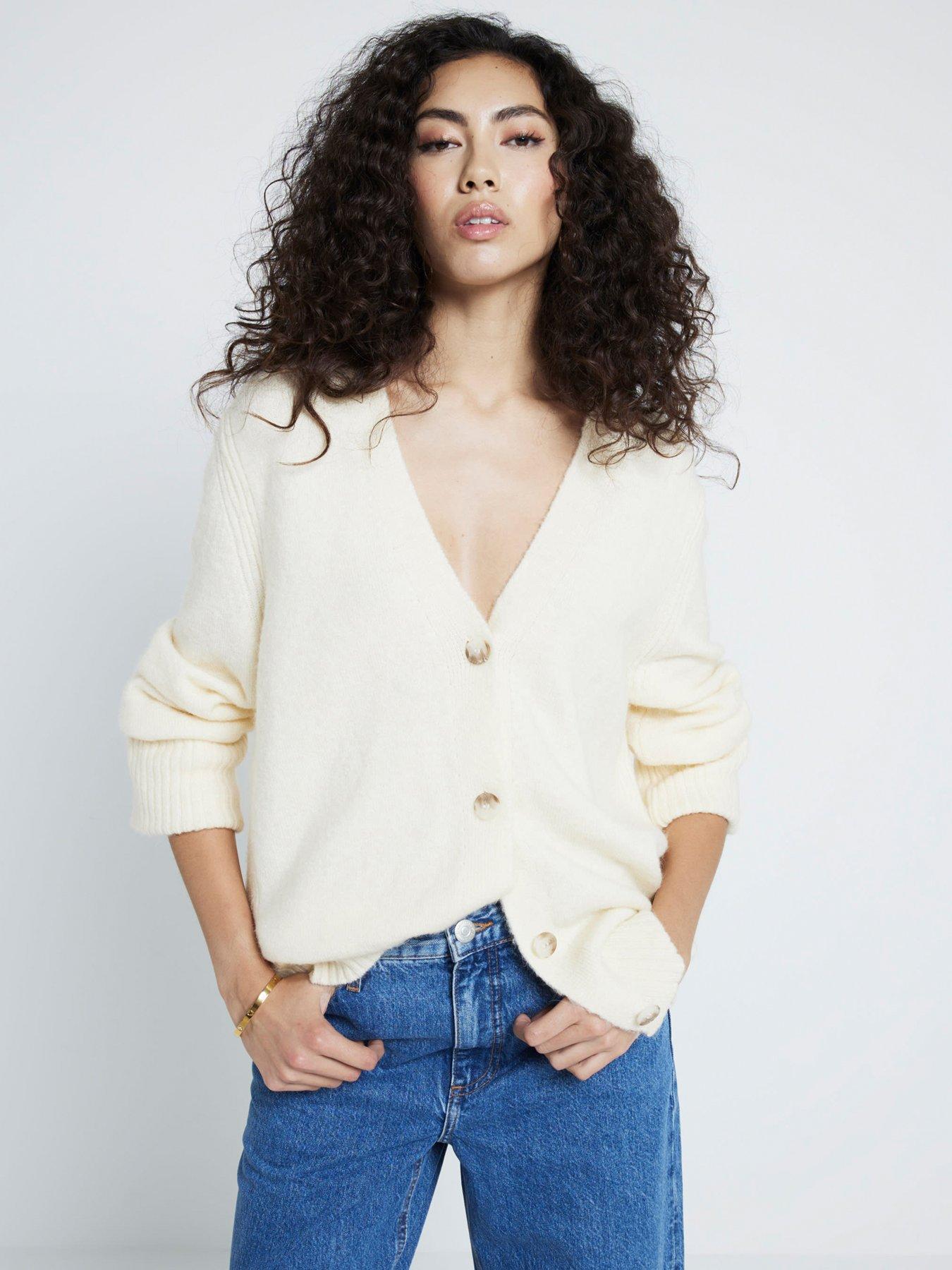 undefined Midi Length Button Cardigan - Cream
