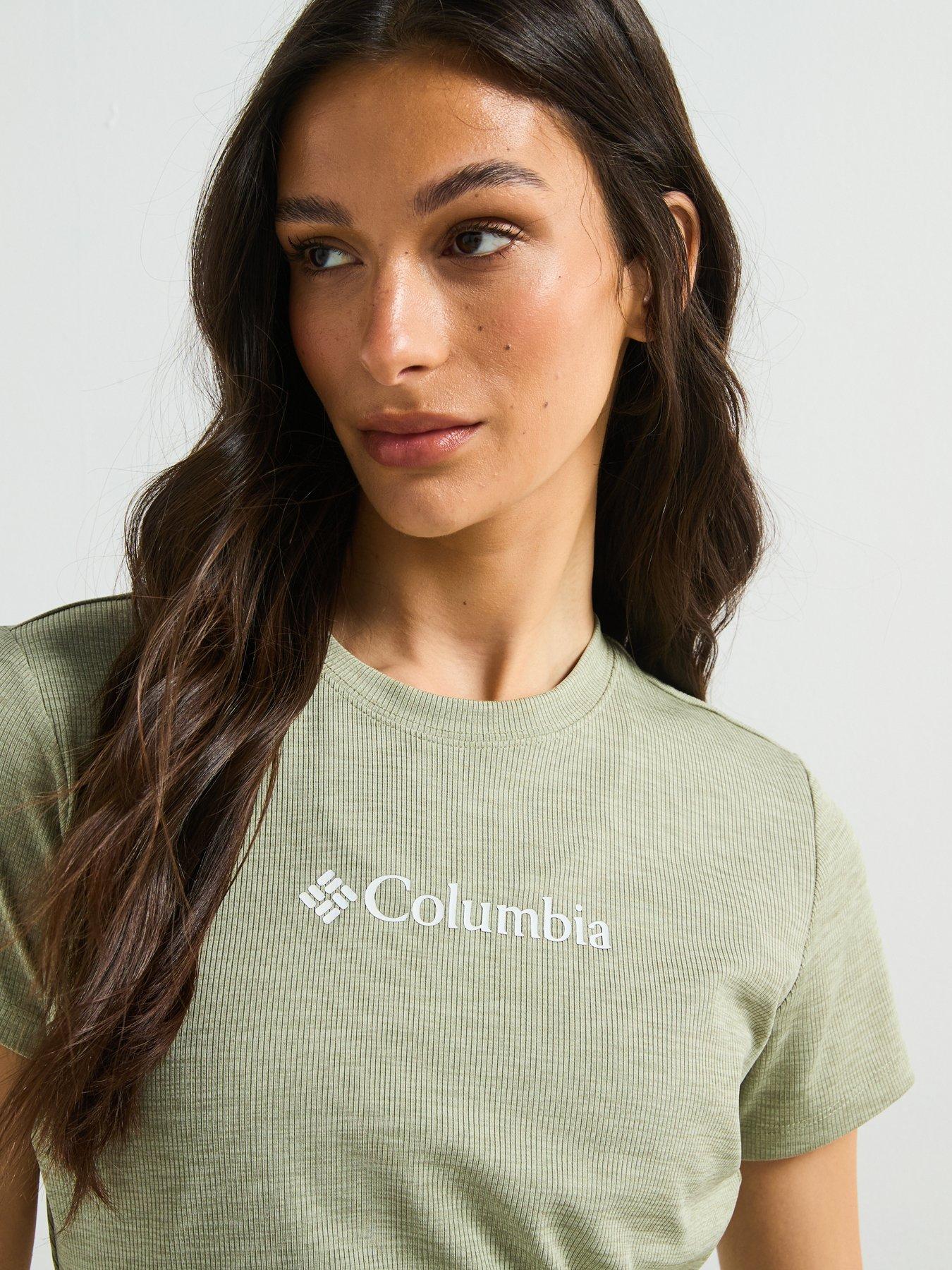  image of columbia-womens-move-short-sleeve-t-shirt-green