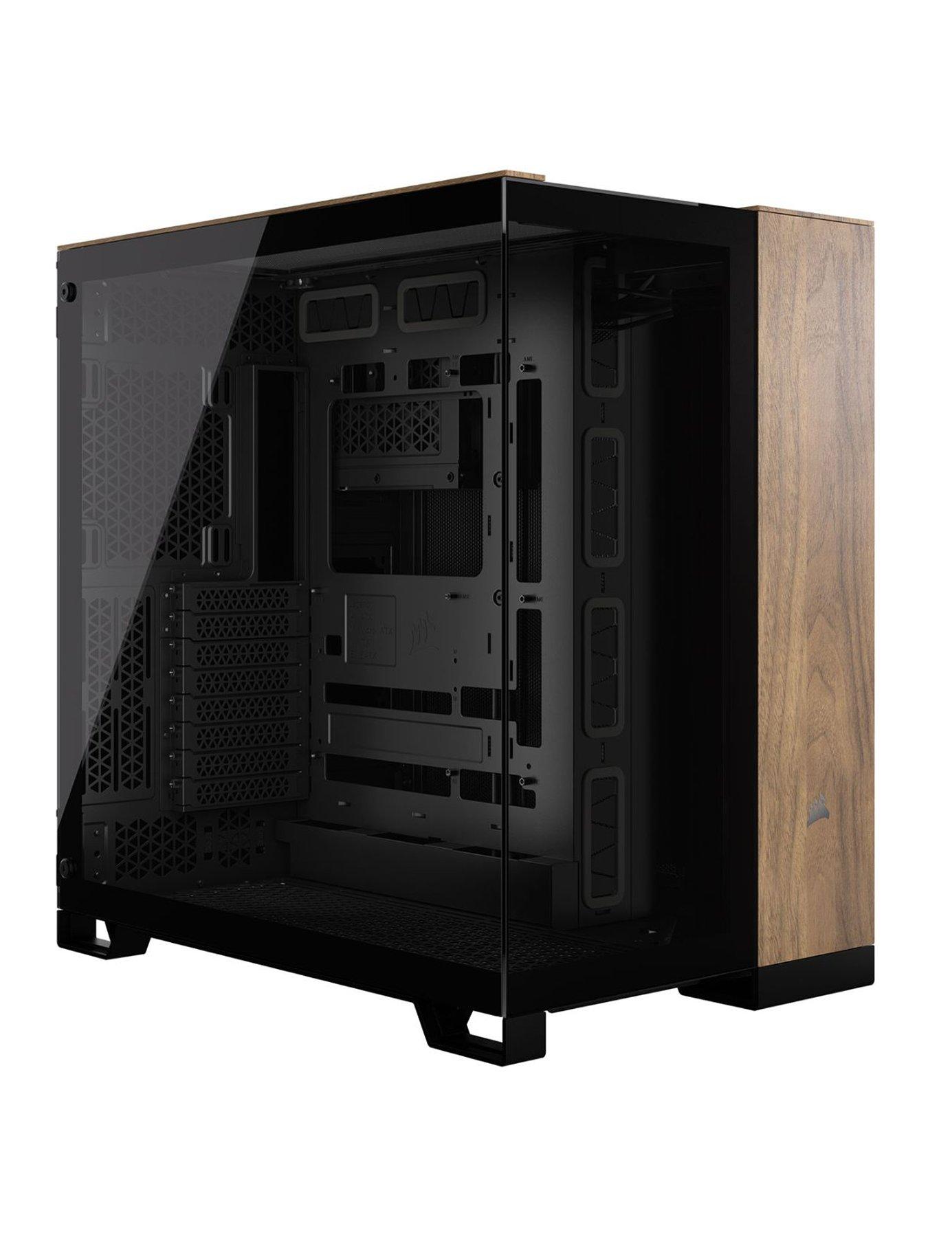 undefined 6500X Tempered Glass Mid-Tower PC Case - Black/Walnut Wood