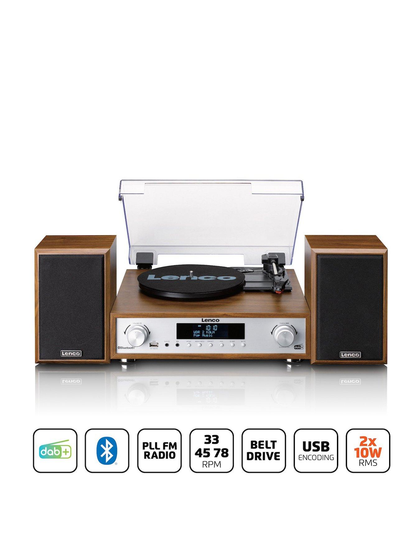  image of lenco-mc-160wd-turntable-with-bluetooth-and-speakers-wood