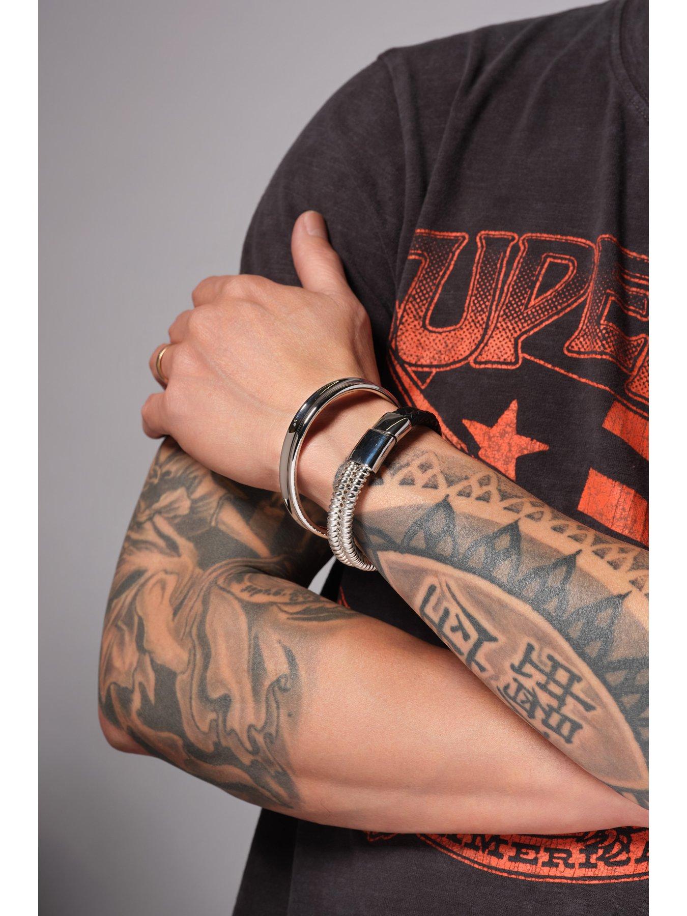  image of the-love-collection-mens-stainless-steel-open-cuff-bangle