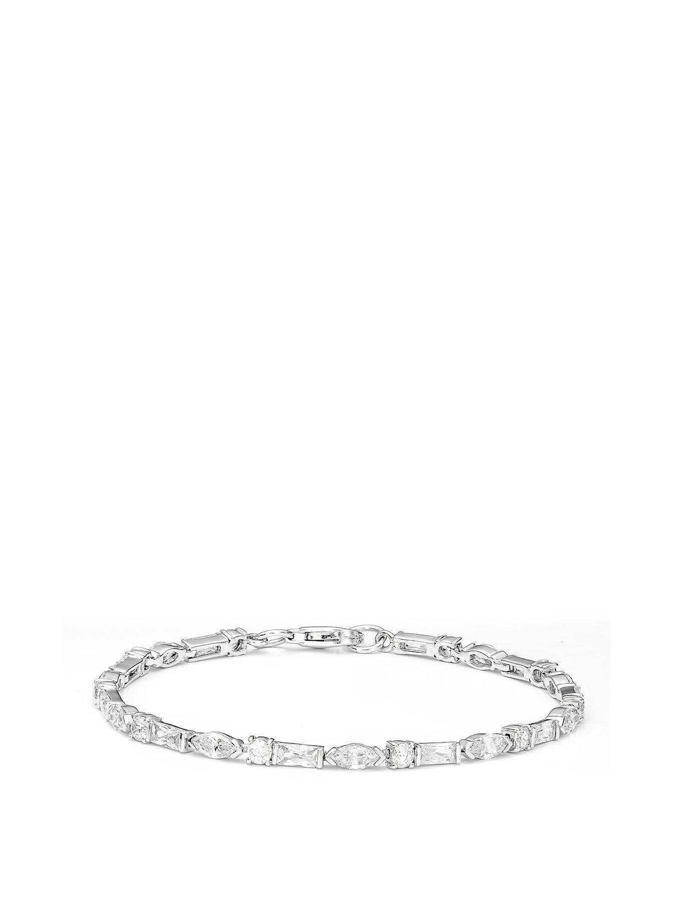 undefined Sterling Silver Mixed Cut Cubic Zirconia Bracelet