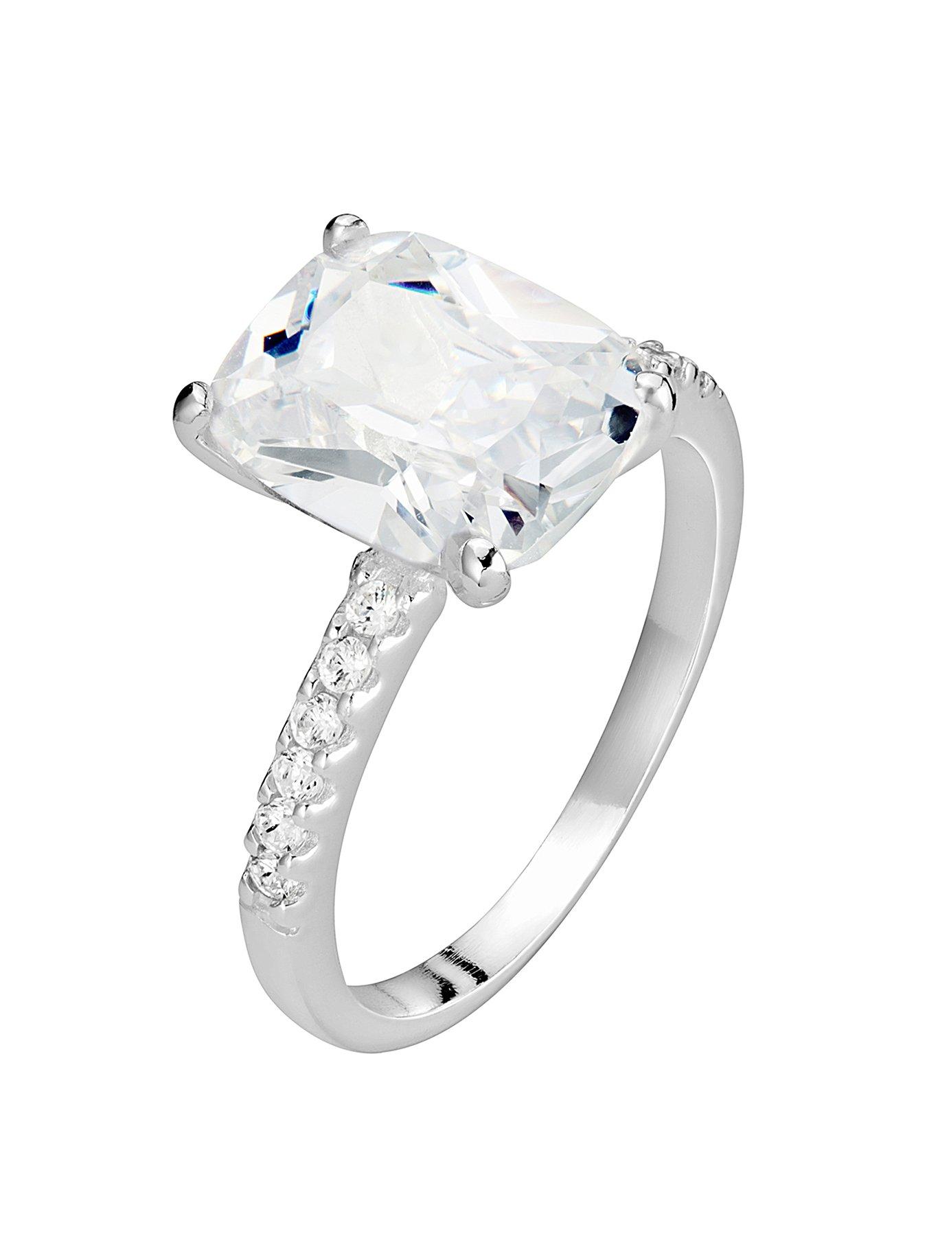 undefined Sterling Silver 11x9mm Cubic Zirconia Solitaire Ring