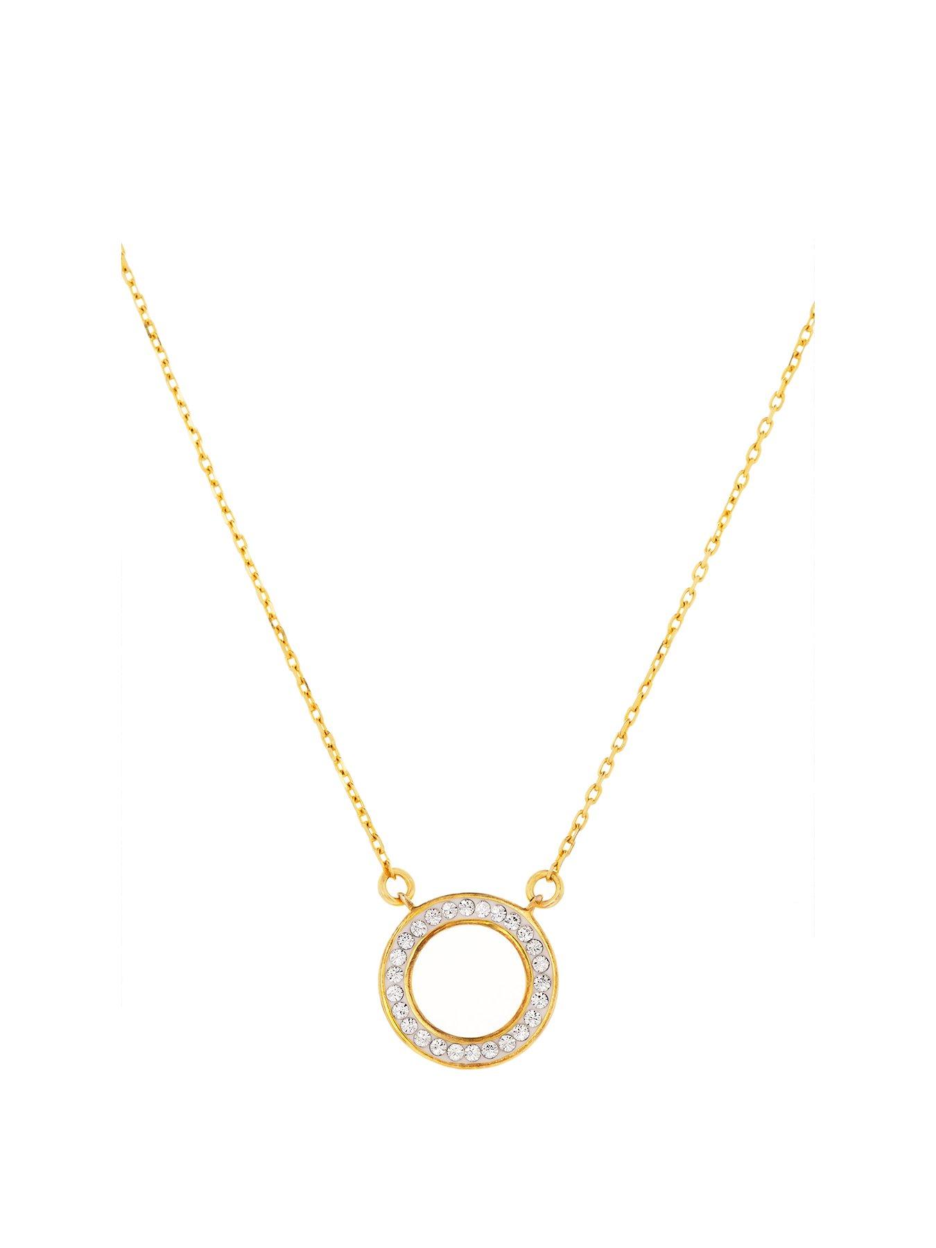 The Love Collection Gold Plated Sterling Silver Crystal Halo Necklace