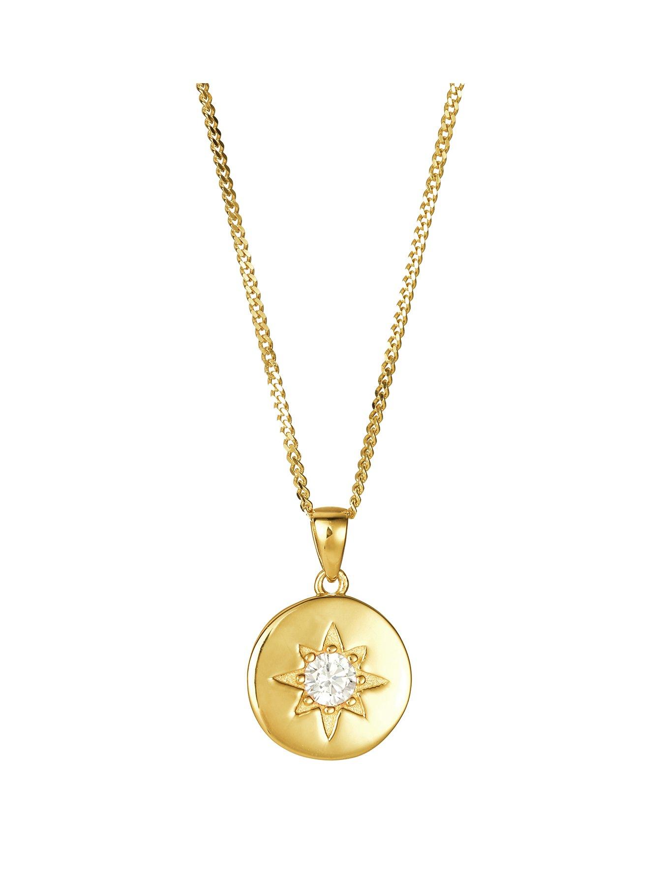 Image 1 of 4 of The Love Collection Gold Plated Sterling Silver Round Disc Pendant Necklace