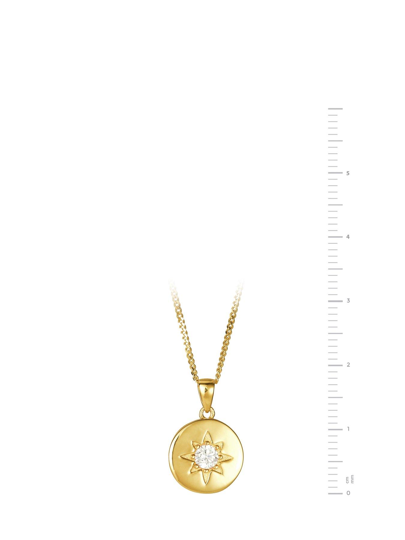Image 3 of 4 of The Love Collection Gold Plated Sterling Silver Round Disc Pendant Necklace