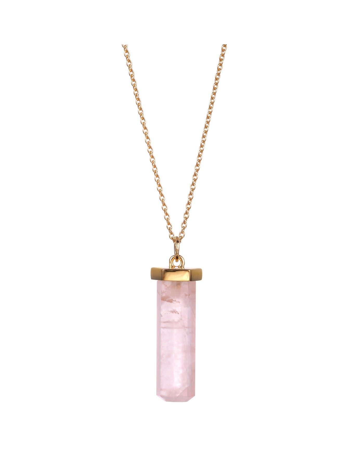 the-love-collection-18ct-gold-plated-sterling-silver-rose-quartz-pendant-necklace