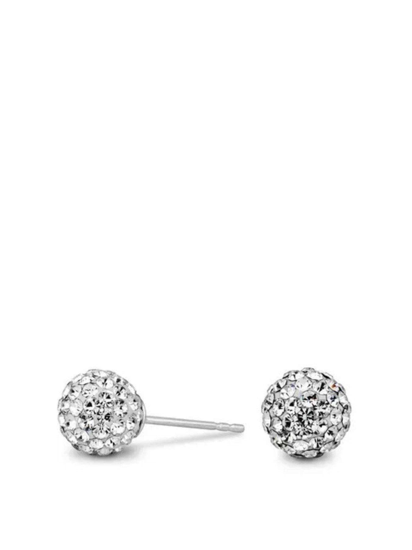the-love-collection-sterling-silver-crystal-ball-stud-earrings