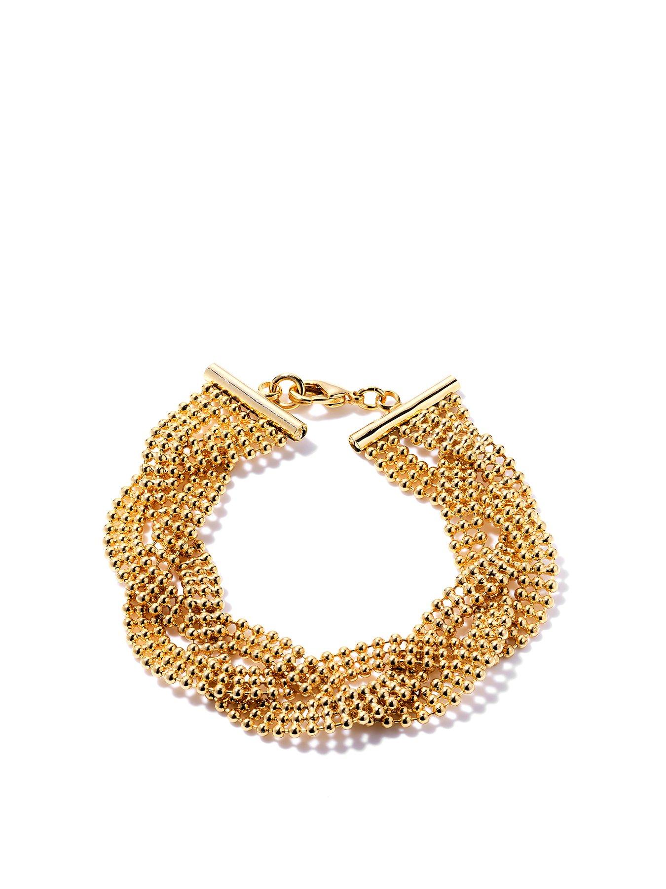 Image 1 of 3 of The Love Collection 24ct Gold Plated Plaited Bracelet