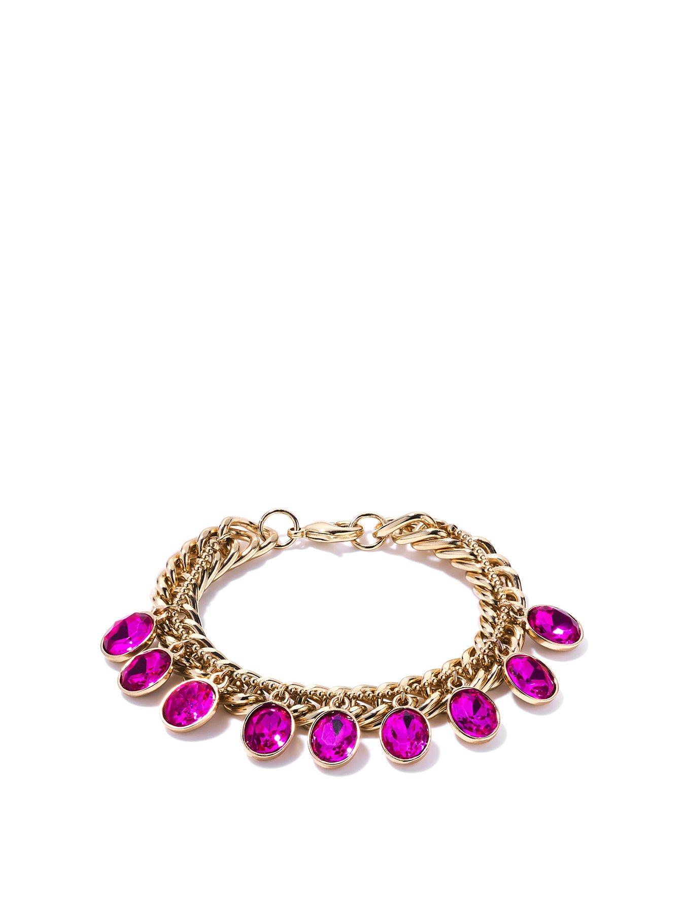 the-love-collection-gold-plated-pink-paradise-charm-bracelet