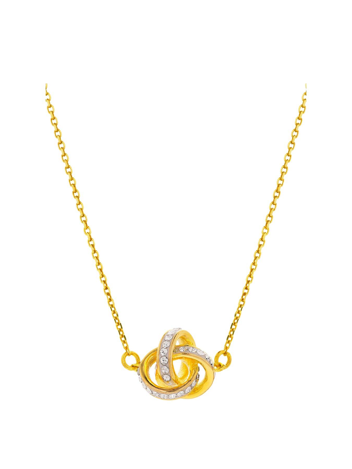 undefined Gold Plated Sterling Silver Crystal Knot Necklace