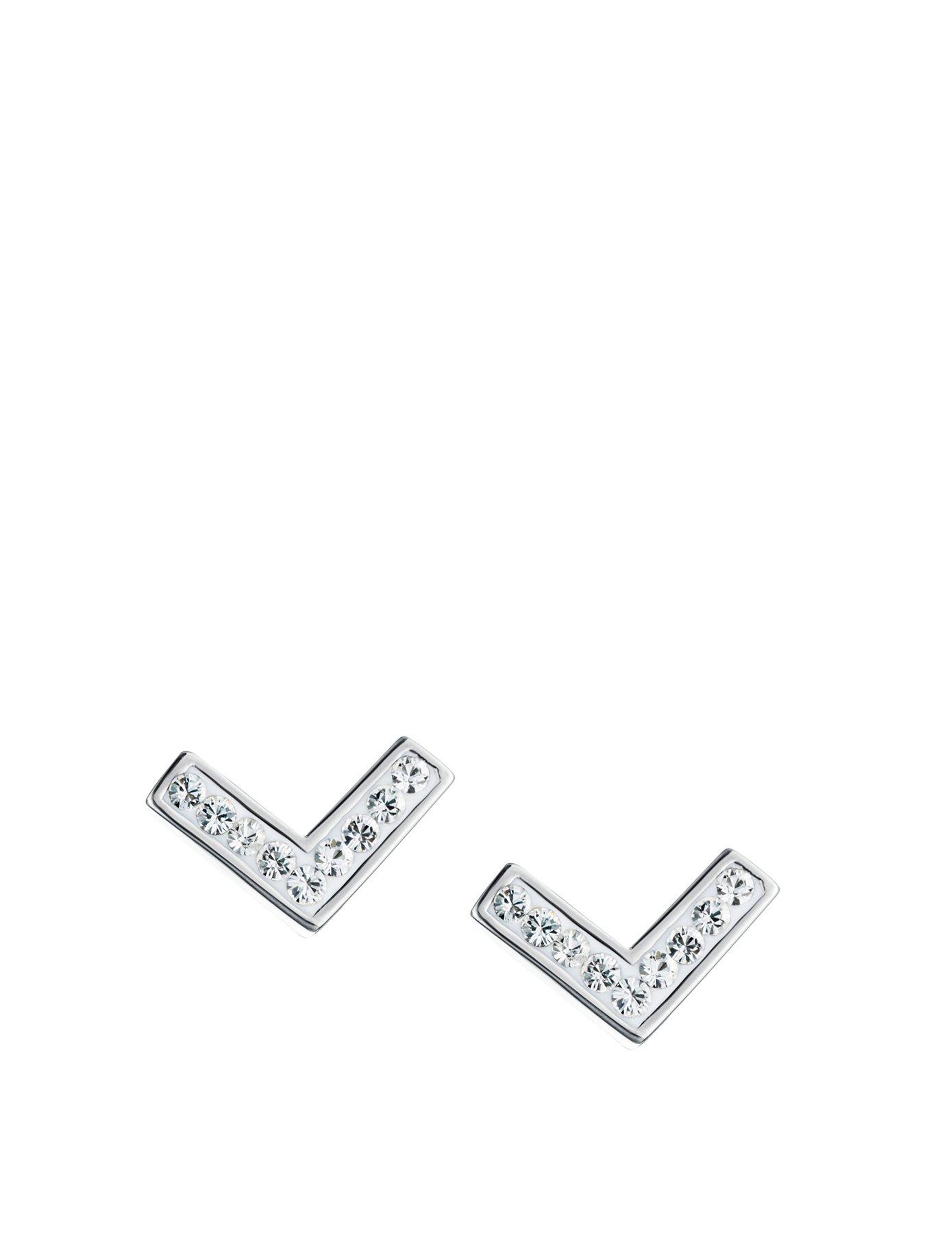 the-love-collection-sterling-silver-crystal-chevron-stud-earrings