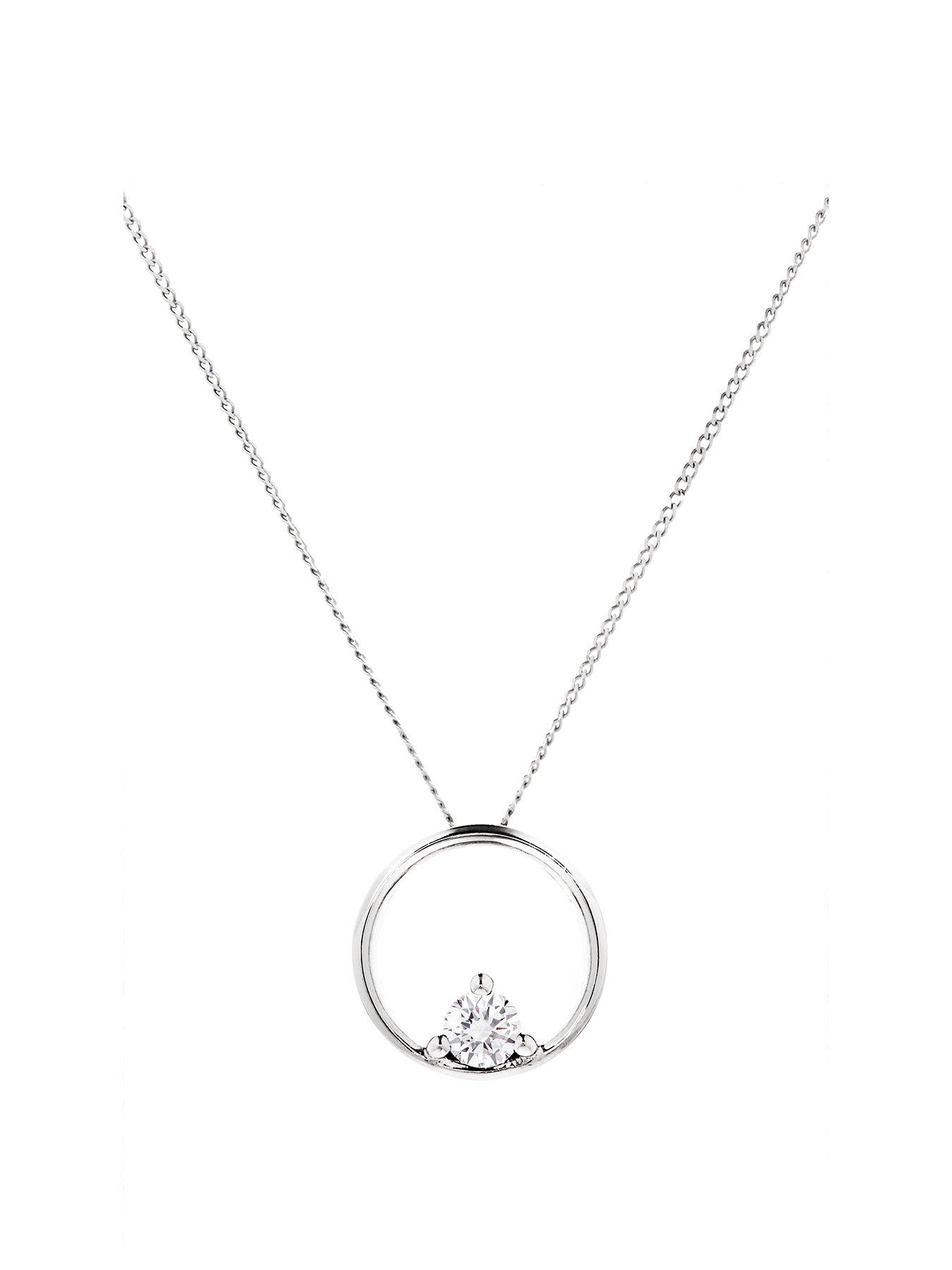  image of love-diamond-9ct-white-gold-010ct-diamond-circle-pendant-necklace