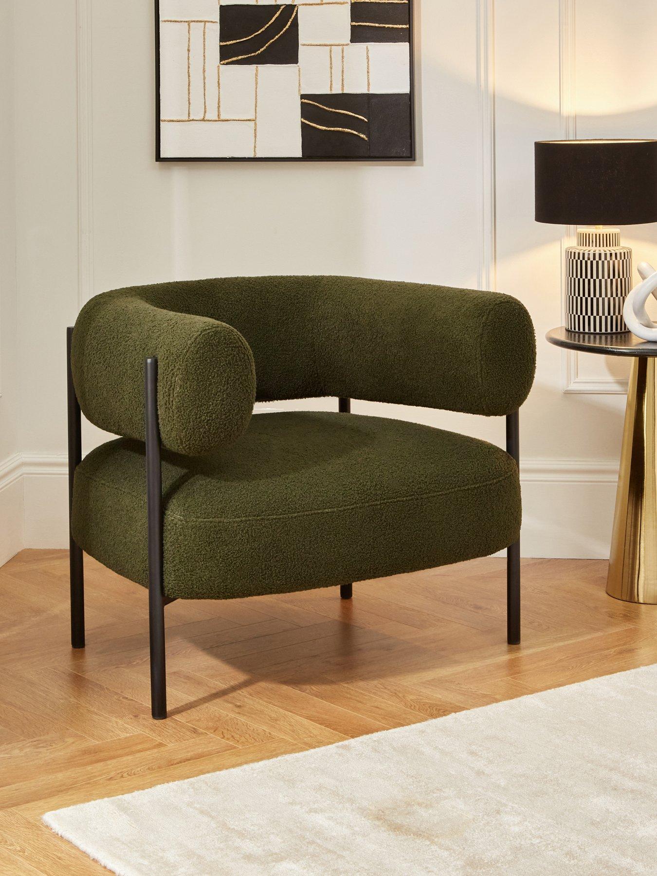 Very Home Icon Boucle Fabric Accent Chair - Moss Green